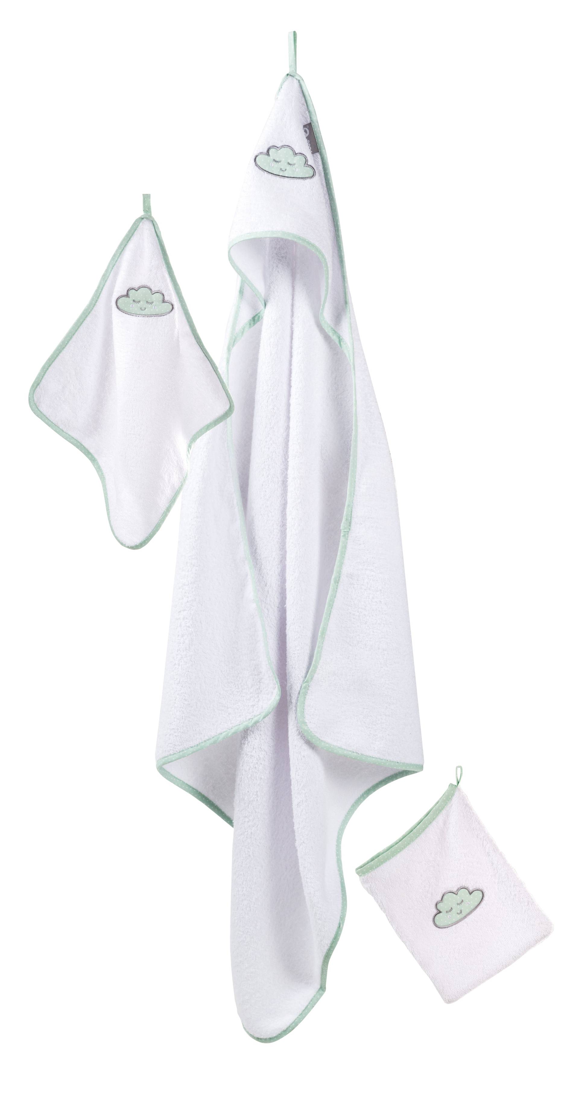 roba Handtuch Set 'Happy Cloud', 3-tlg, Frottee, Kapuzenhandtuch, Handtuch 30 x 30 cm, Waschlappen