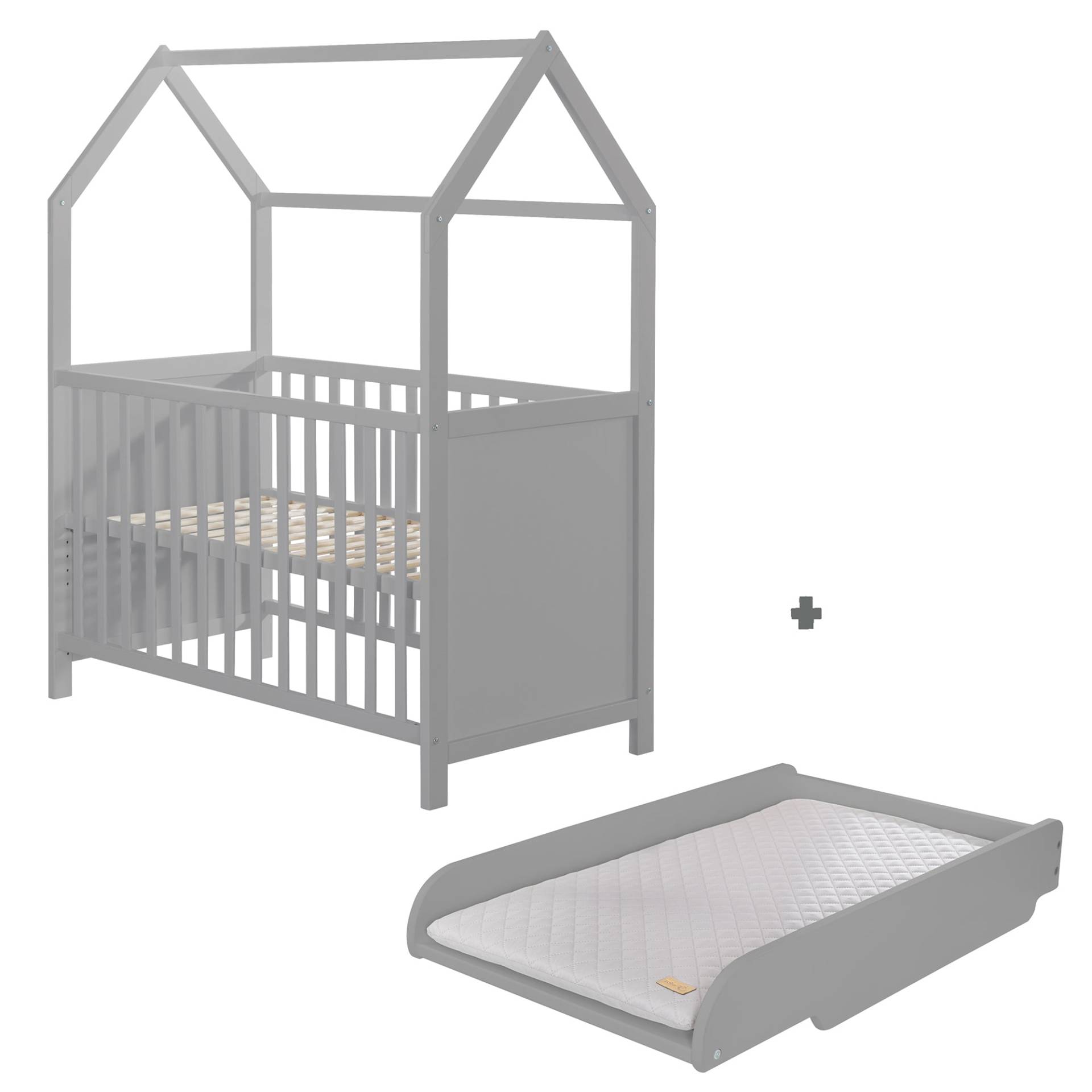 roba Hausbett 60 x 120 cm, FSC zertifiziert, taupe, 6-fach verstellbar, als Baby- & Beistellbett geeignet