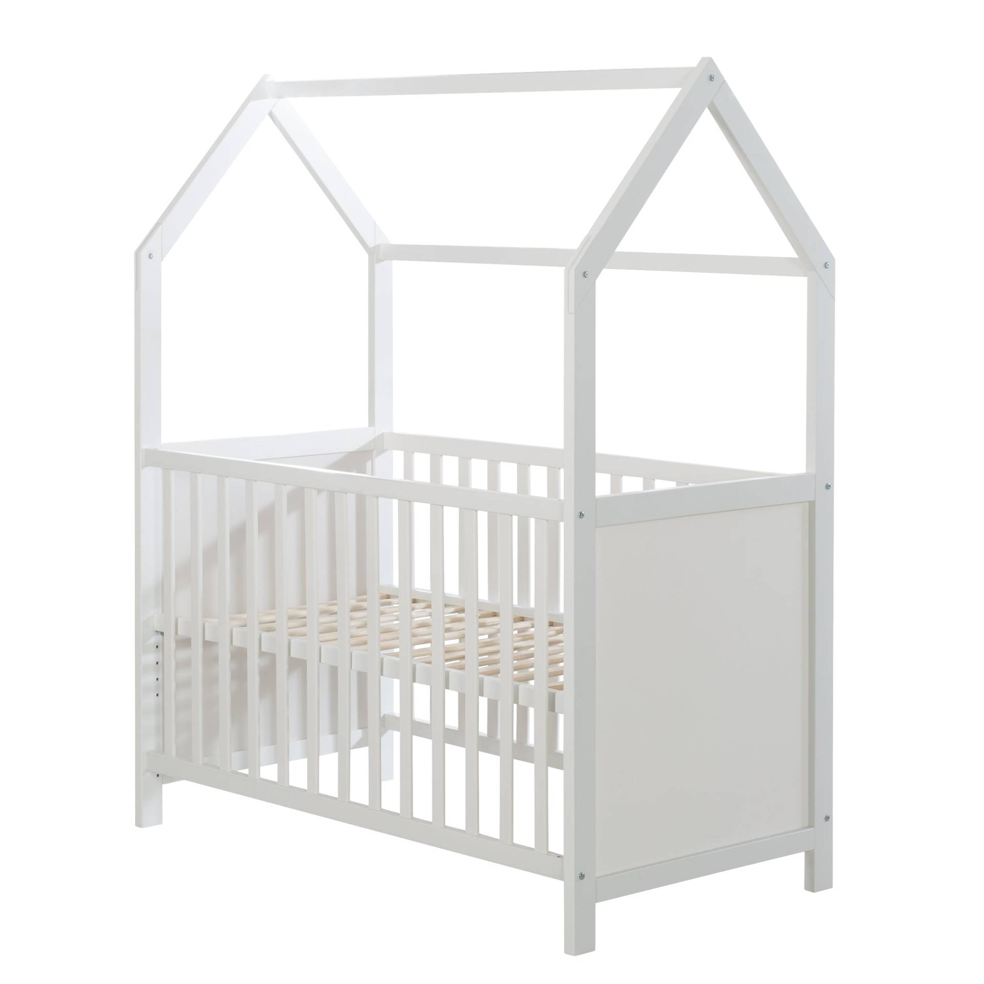 roba Hausbett 60 x 120 cm, FSC zertifiziert, weiß, 6-fach verstellbar, als Baby- & Beistellbett geeignet