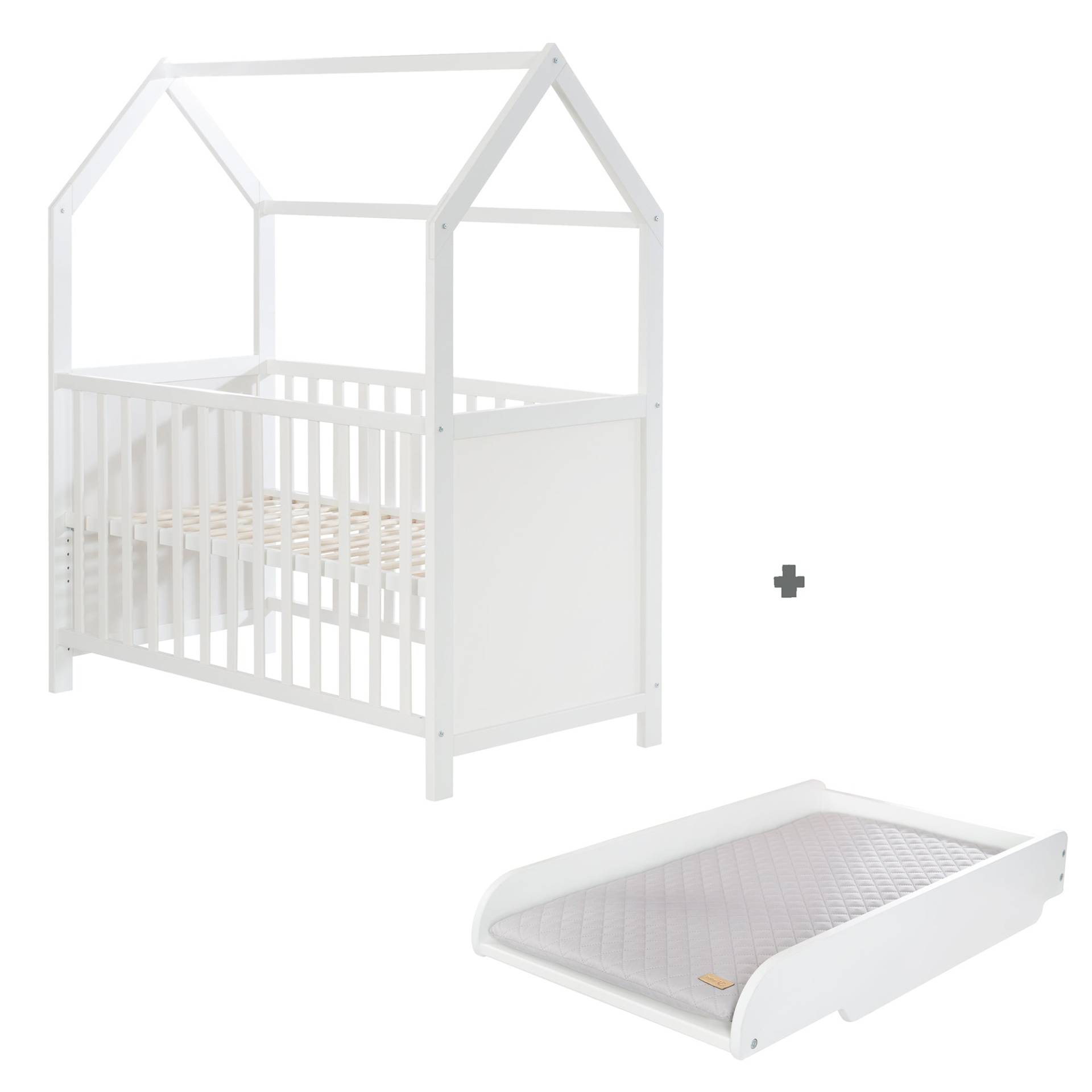 roba Hausbett 60 x 120 cm, FSC zertifiziert, weiß, 6-fach verstellbar, als Baby- & Beistellbett geeignet