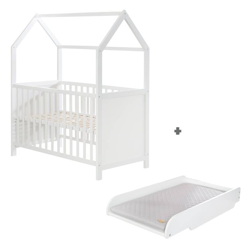 roba Hausbett 60 x 120 cm, FSC zertifiziert, weiß, 6-fach verstellbar, als Baby- & Beistellbett geeignet