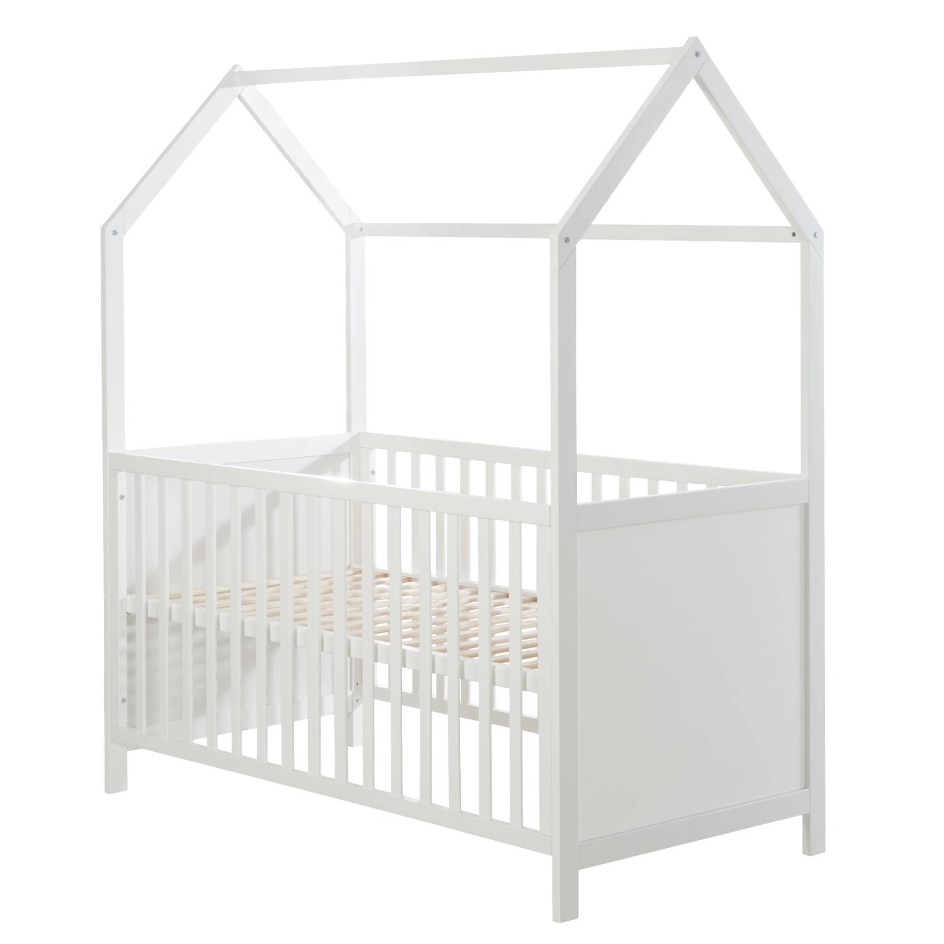 roba Hausbett 70 x 140 cm, FSC zertifiziert, Kombi-Kinderbett, weiß, 3-fach verstellbar, umbaubar