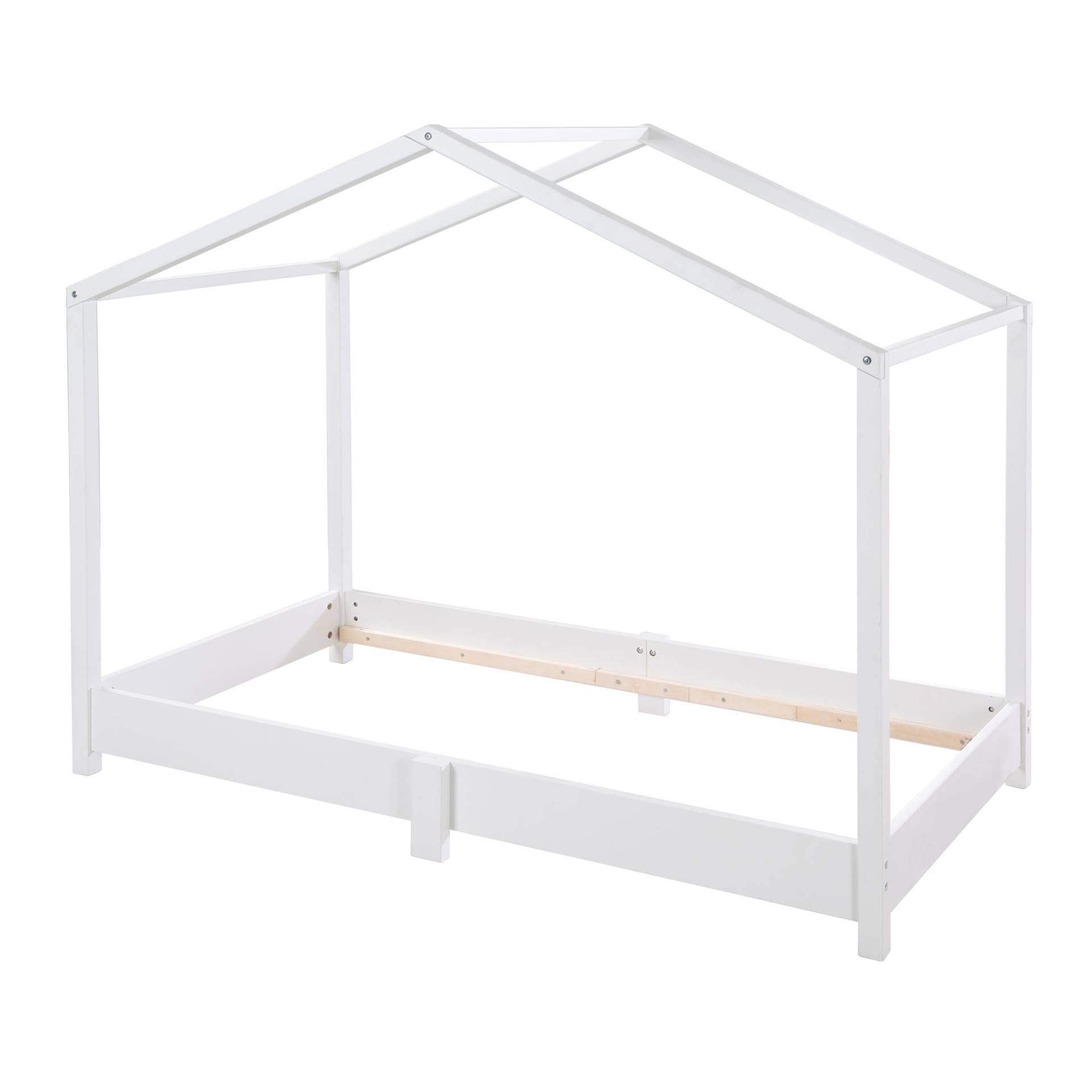 roba Hausbett 70 x 140 cm - Bodenbett nach Montessori Prinzip - Holz weiß