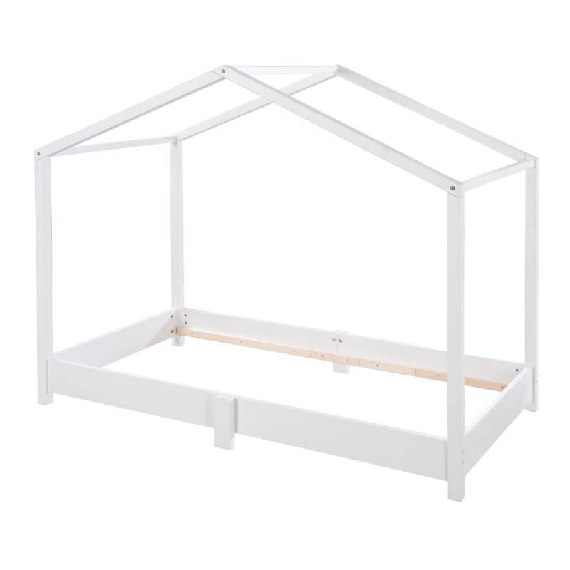 roba Hausbett 70 x 140 cm - Bodenbett nach Montessori Prinzip - Holz weiß