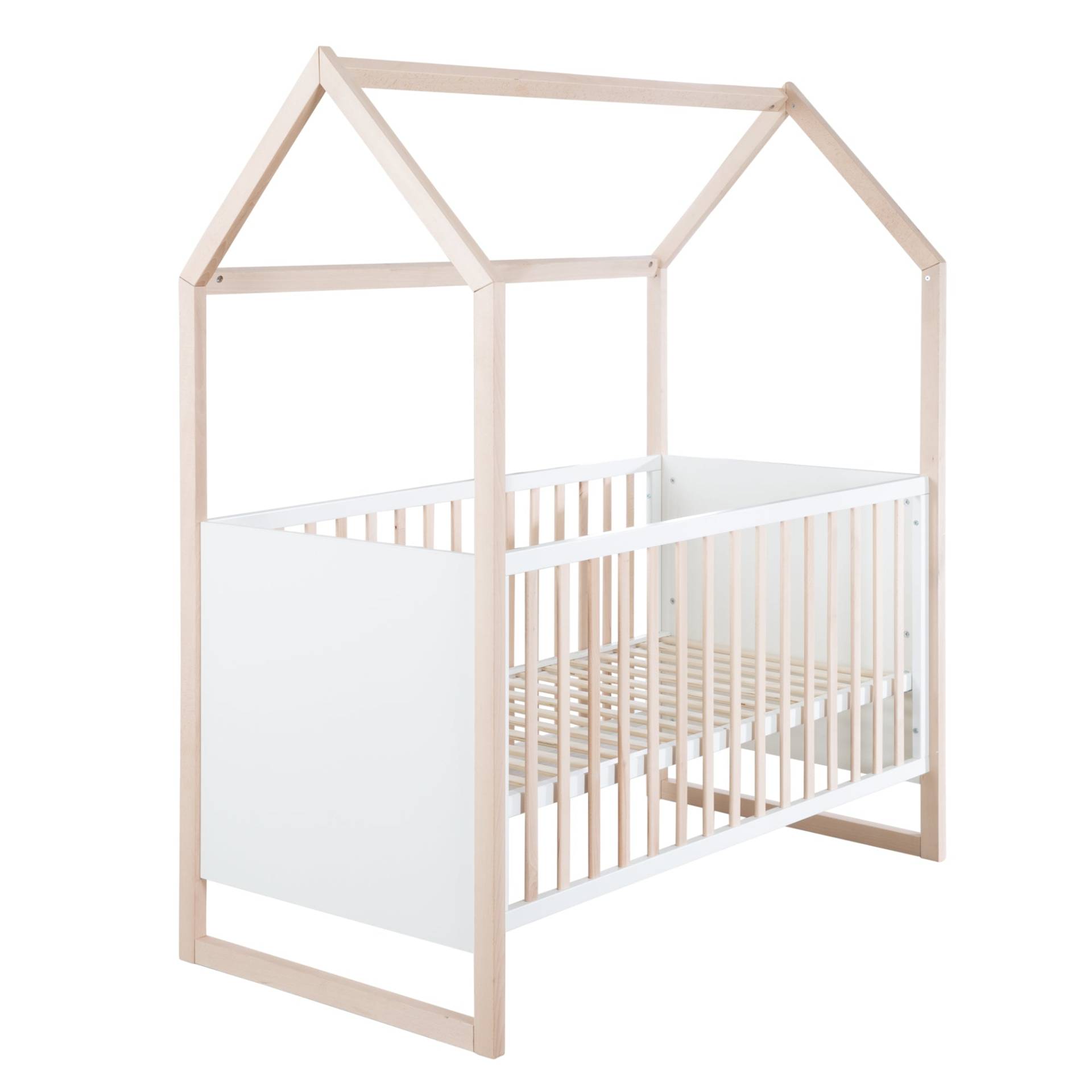 roba Hausbett 70x140 cm - Höhenverstellbar - Umbaubar - Buche natur - Holz weiß