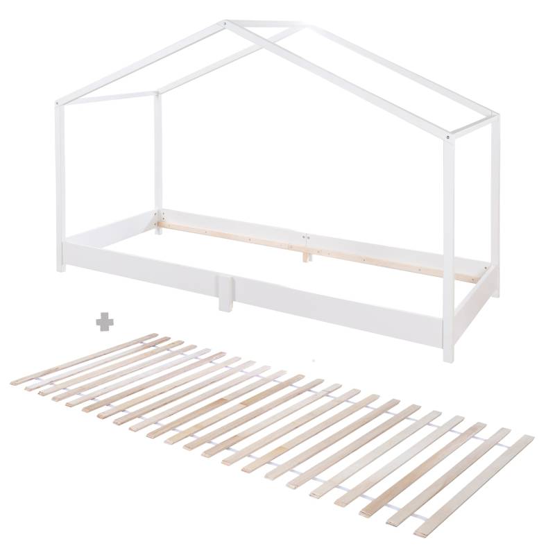 roba Hausbett 90 x 200 cm - Bodenbett für Kinder nach Montessori Prinzip - Holz weiß roba Hausbett 90 x 200 cm - Bodenbett für Kinder nach Montessori Prinzip - Holz weiß