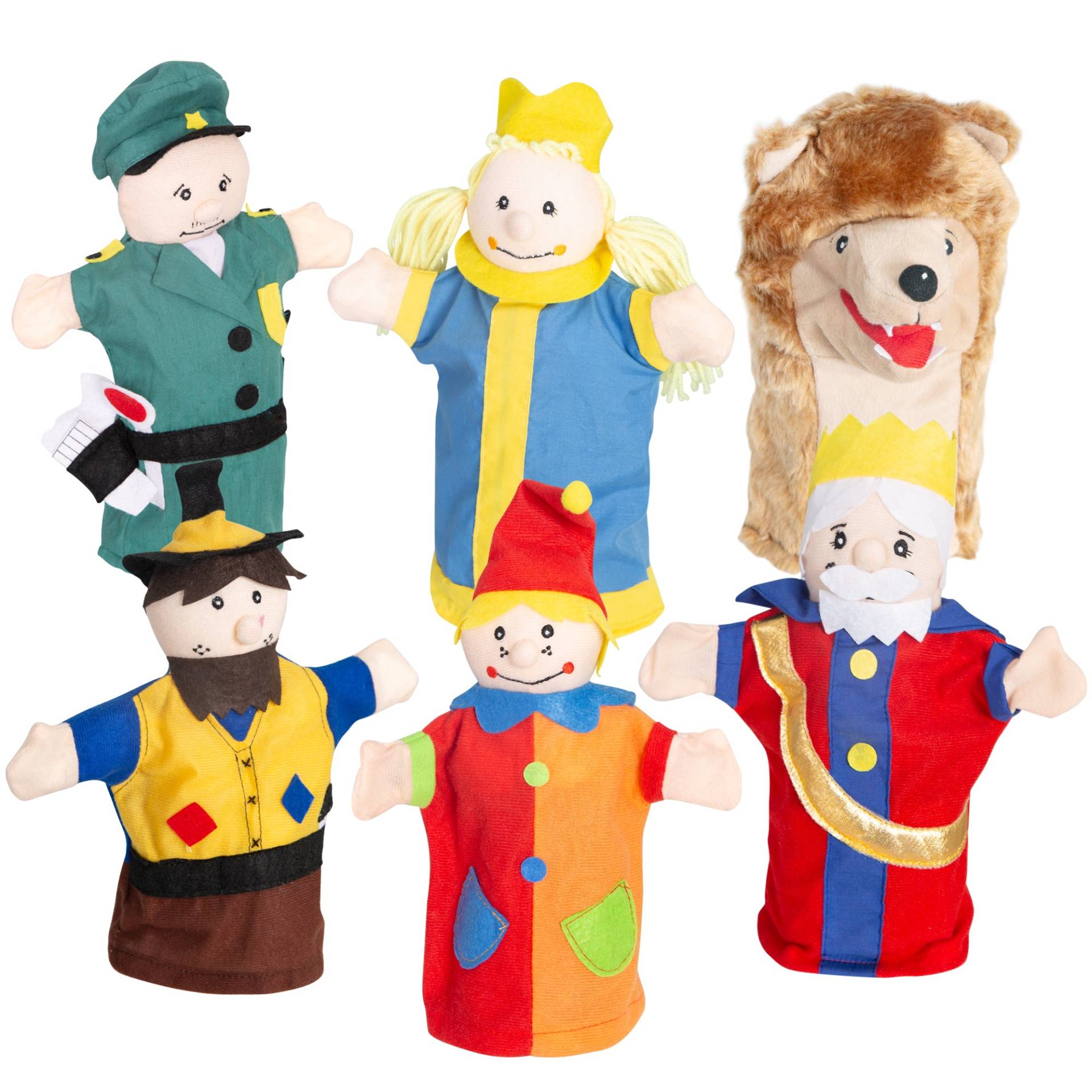 roba Kasperlefiguren aus Stoff, Handpuppenset 6-tlg, Kasperpuppen für Puppentheater & Rollenspiel