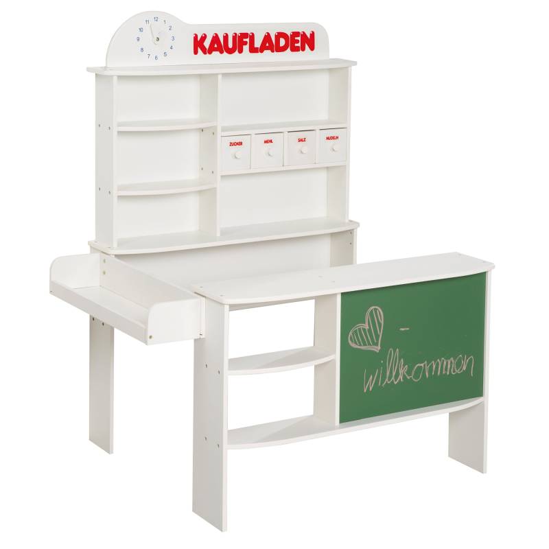 roba Kaufladen, Holz weiß, Verkaufsstand, 4 Schubladen, Uhr, Tafel, Theke, Seitentheke roba Kaufladen, Holz weiß, Verkaufsstand, 4 Schubladen, Uhr, Tafel, Theke, Seitentheke