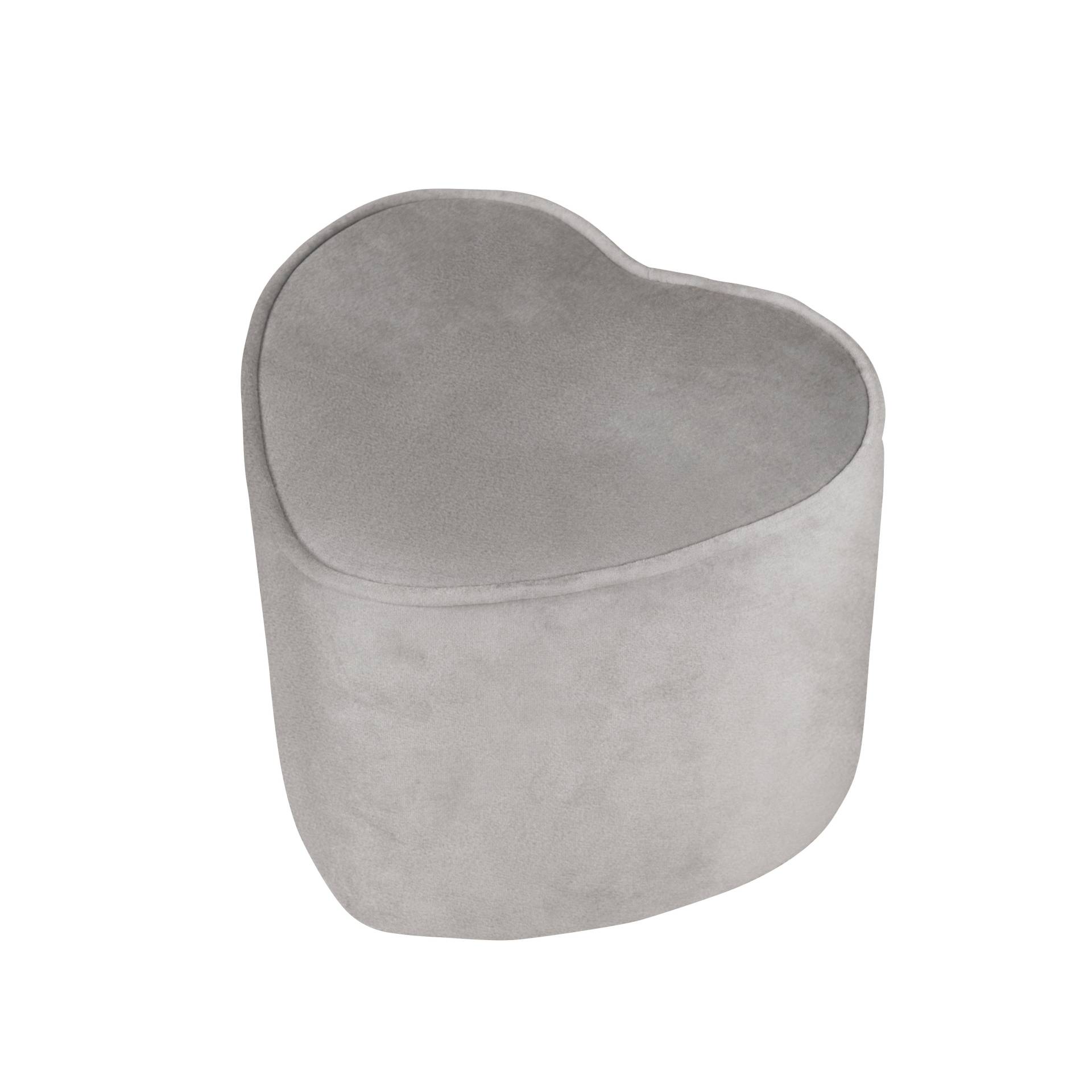 roba Kinderhocker in Herzform 'Lil Sofa', bequemer Hocker mit grauem Samtstoff bezogen, Pouf