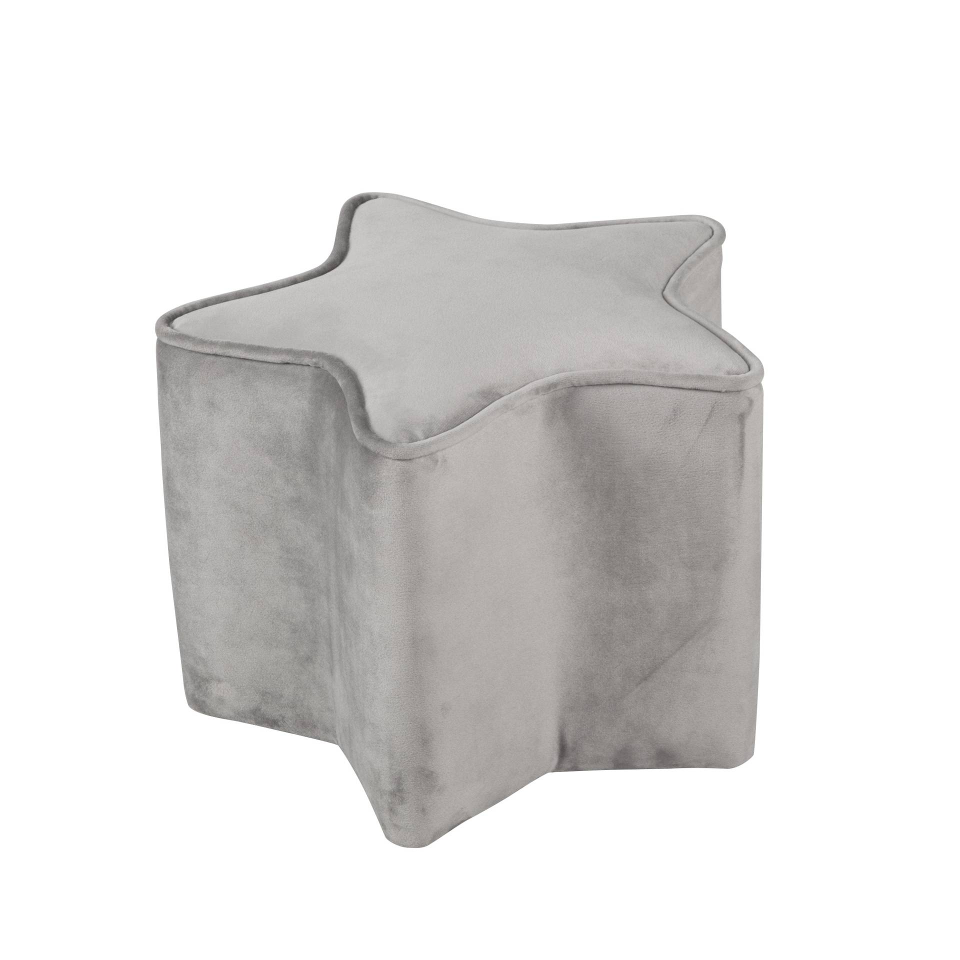 roba Kinderhocker in Sternform 'Lil Sofa', bequemer Hocker mit grauem Samtstoff bezogen, Pouf