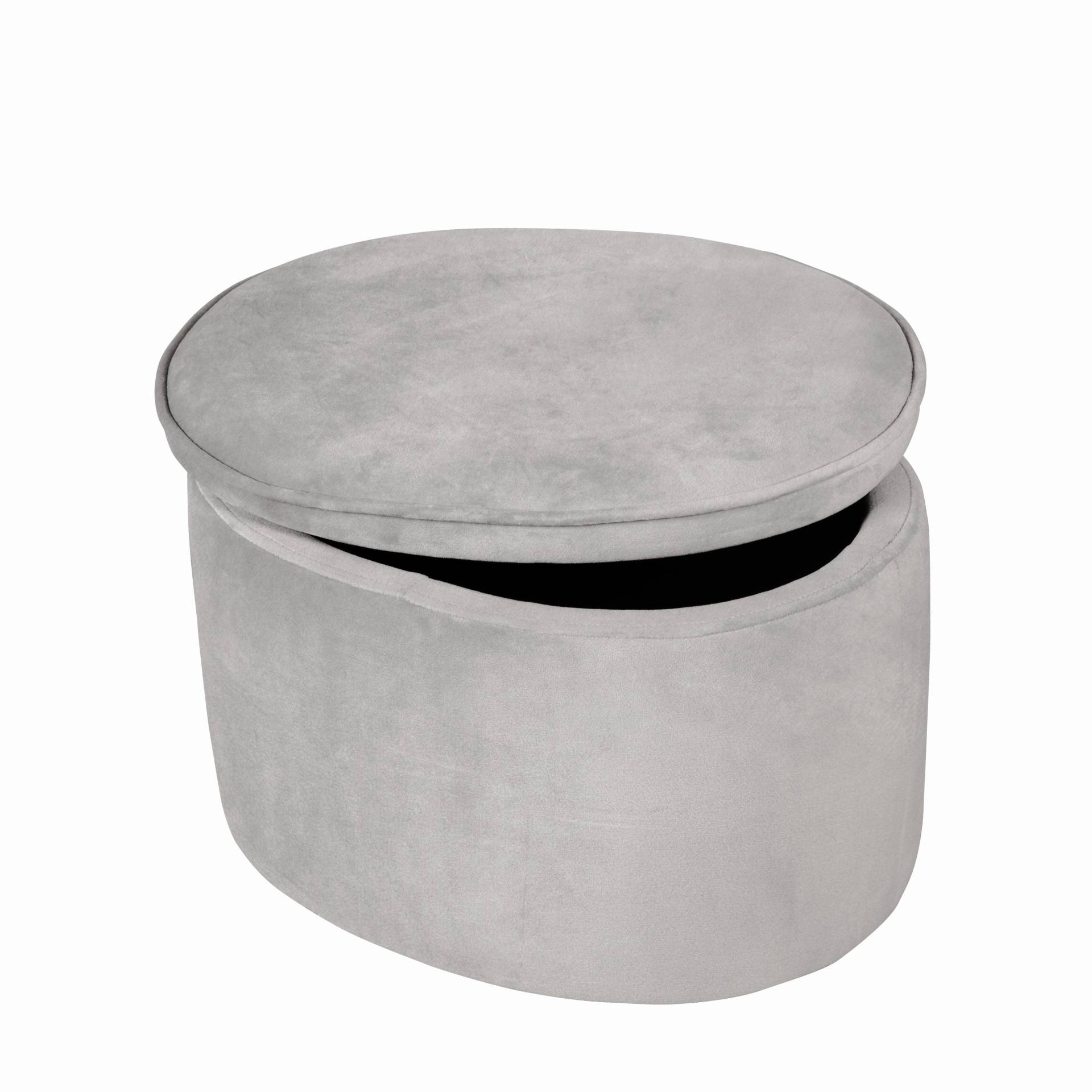roba Kinderhocker mit Aufbewahrungsfunktion 'Lil Sofa', oval, bequemer Hocker mit grauem Samtstoff