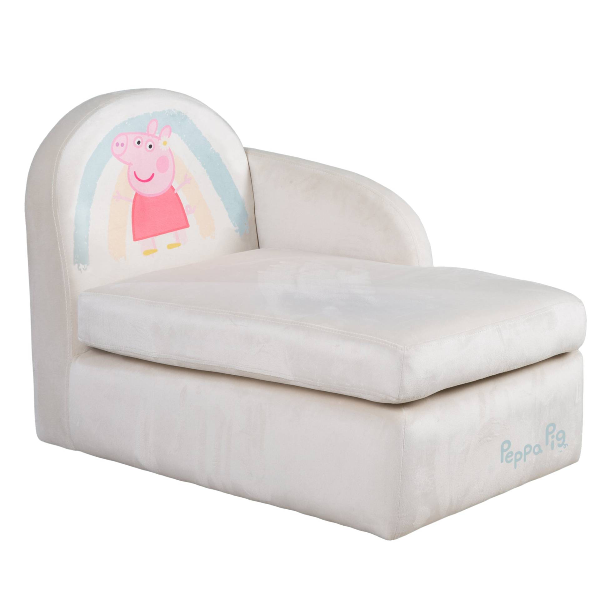 roba Kinderloungesofa 'Peppa Pig' mit Armlehne - Samtbezug beige - Peppa Print