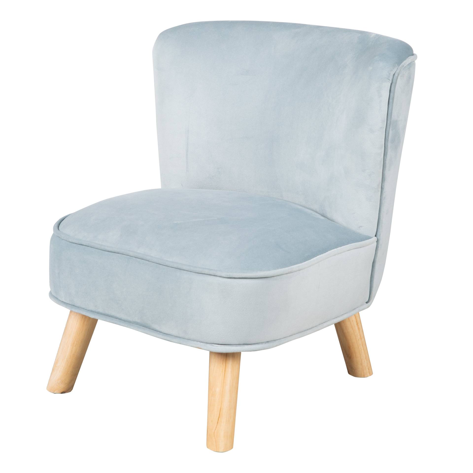 roba Kindersessel 'Lil Sofa', bequemer Sessel mit stabilen Holzfüßen und Samtstoff in Sky/Hellblau