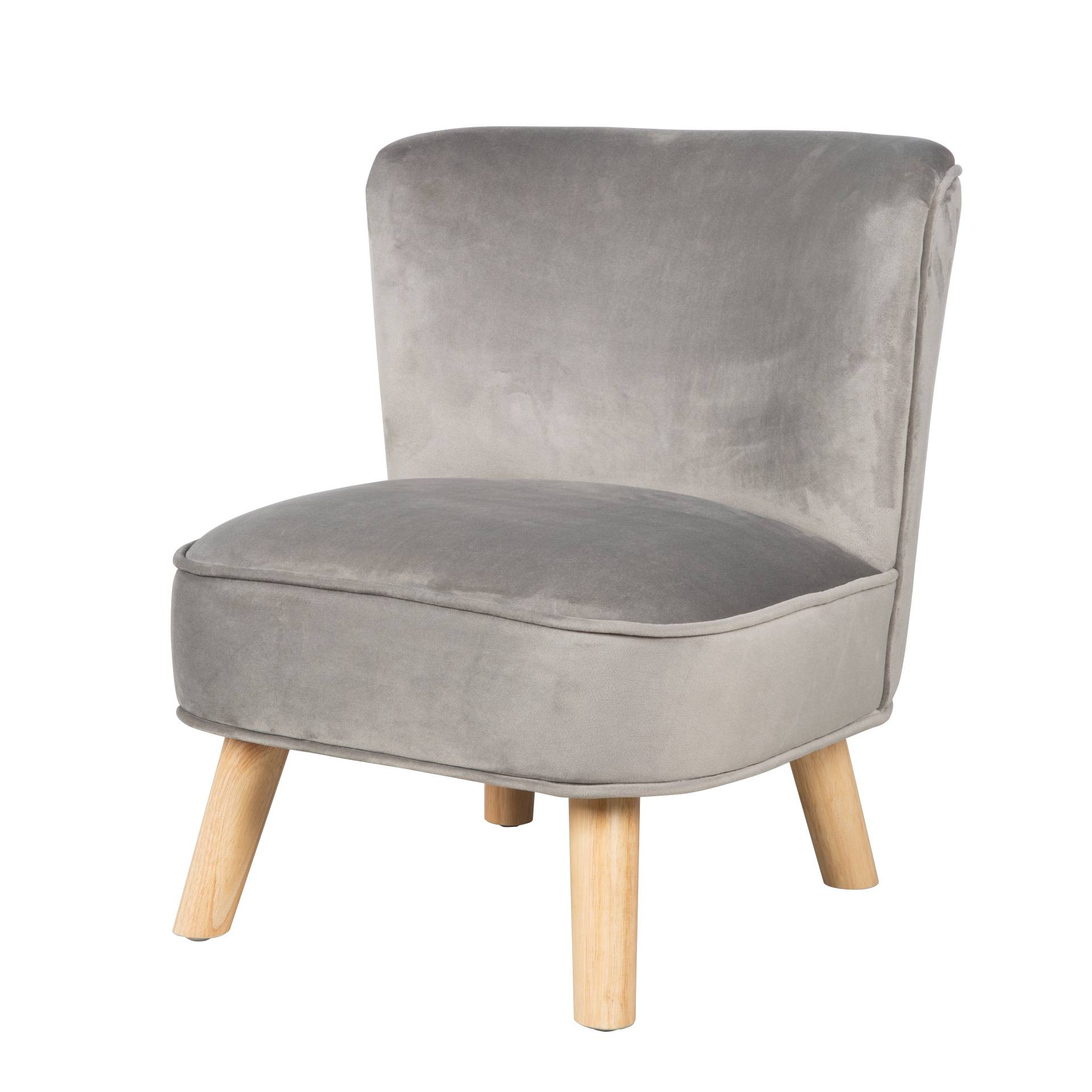 roba Kindersessel 'Lil Sofa', bequemer Sessel mit stabilen Holzfüßen und grauem Samtstoff