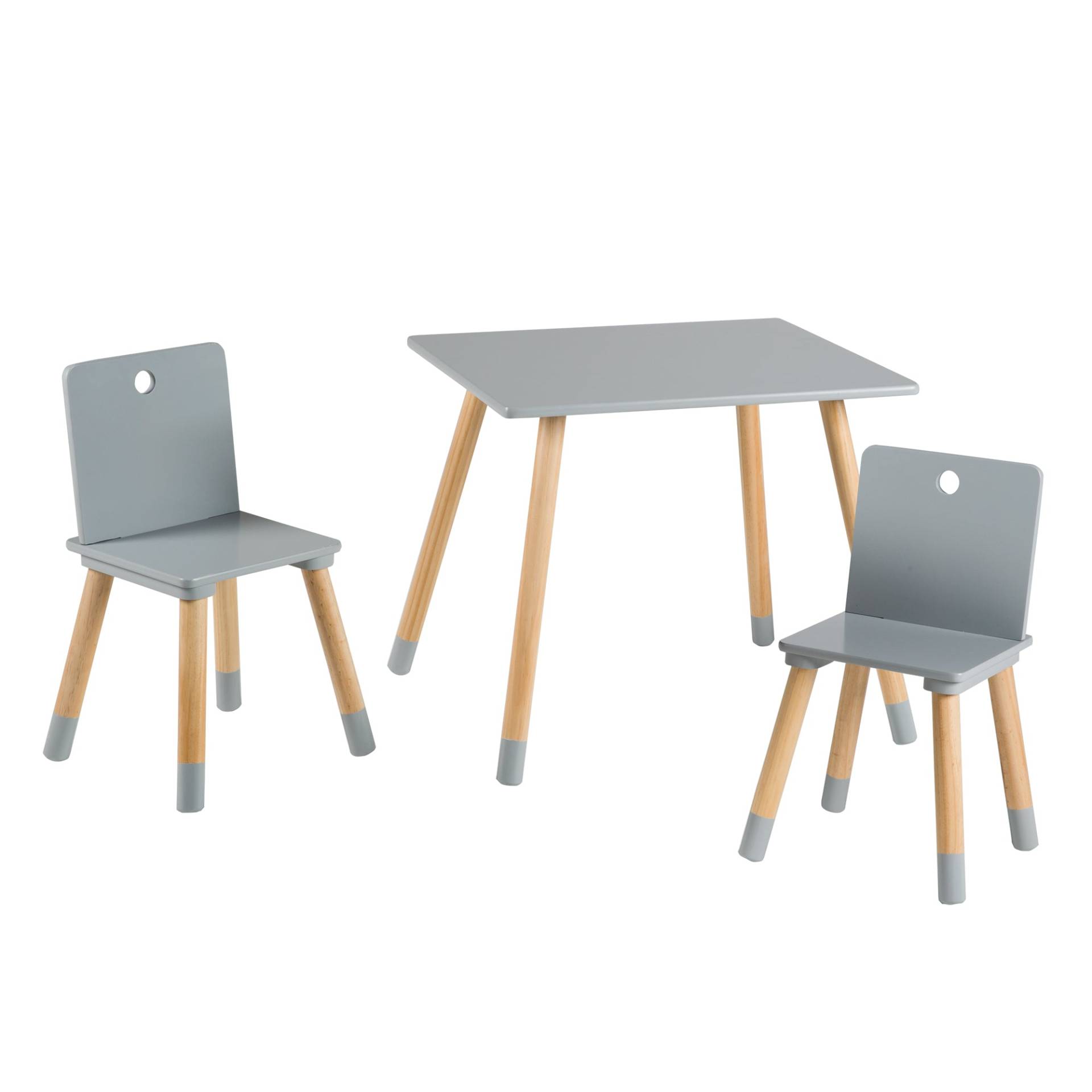 roba Kindersitzgruppe, Kindermöbel Set, 2 Kinderstühle & 1 Tisch, Sitzgarnitur Holz, grau lackiert