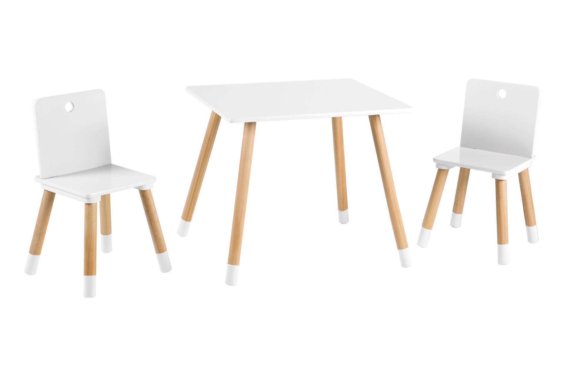 roba Kindersitzgruppe, Kindermöbel Set aus 2 Kinderstühlen & 1 Tisch, Holz, weiß lackiert