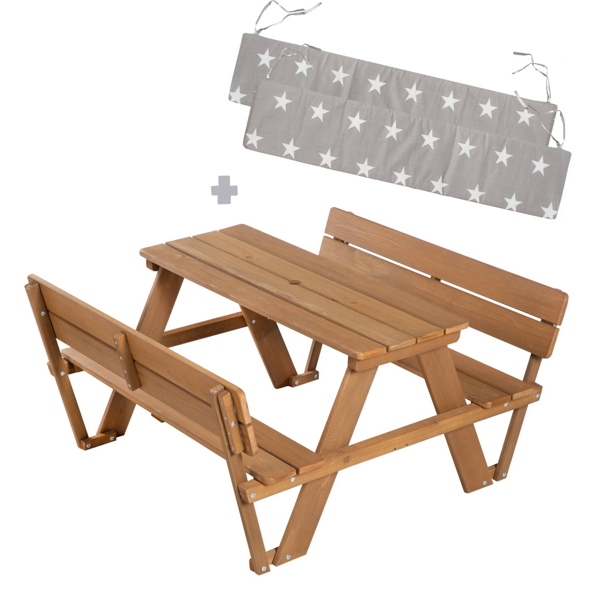 roba Kindersitzgruppe 'Outdoor+', mit 2 Bänken, 1 Tisch 'Picknick for 4', aus Massivholz, wetterfest