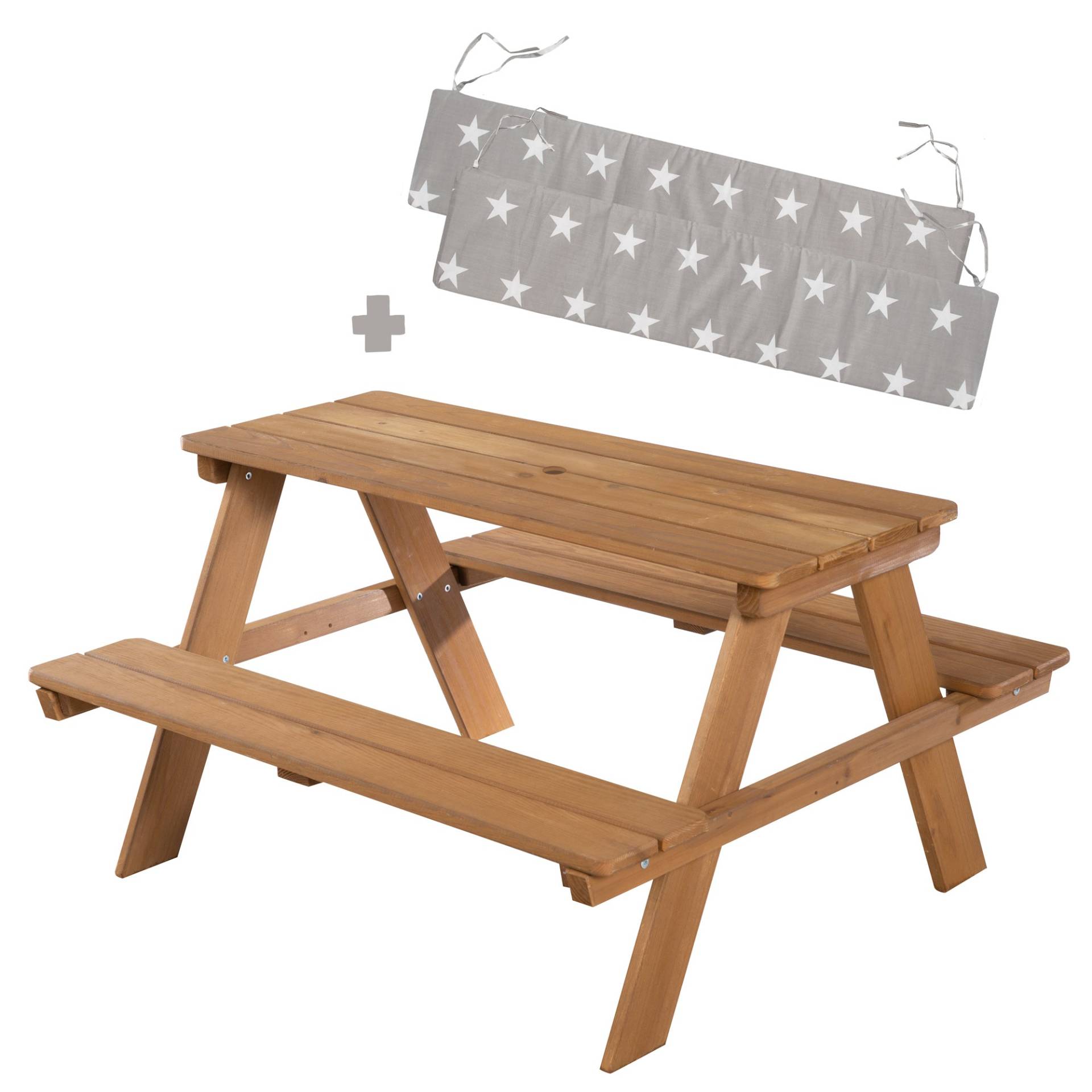 roba Kindersitzgruppe 'Outdoor+', wetterfeste Sitzgarnitur 'Picknick for 4', Massivholz, Teak-Optik