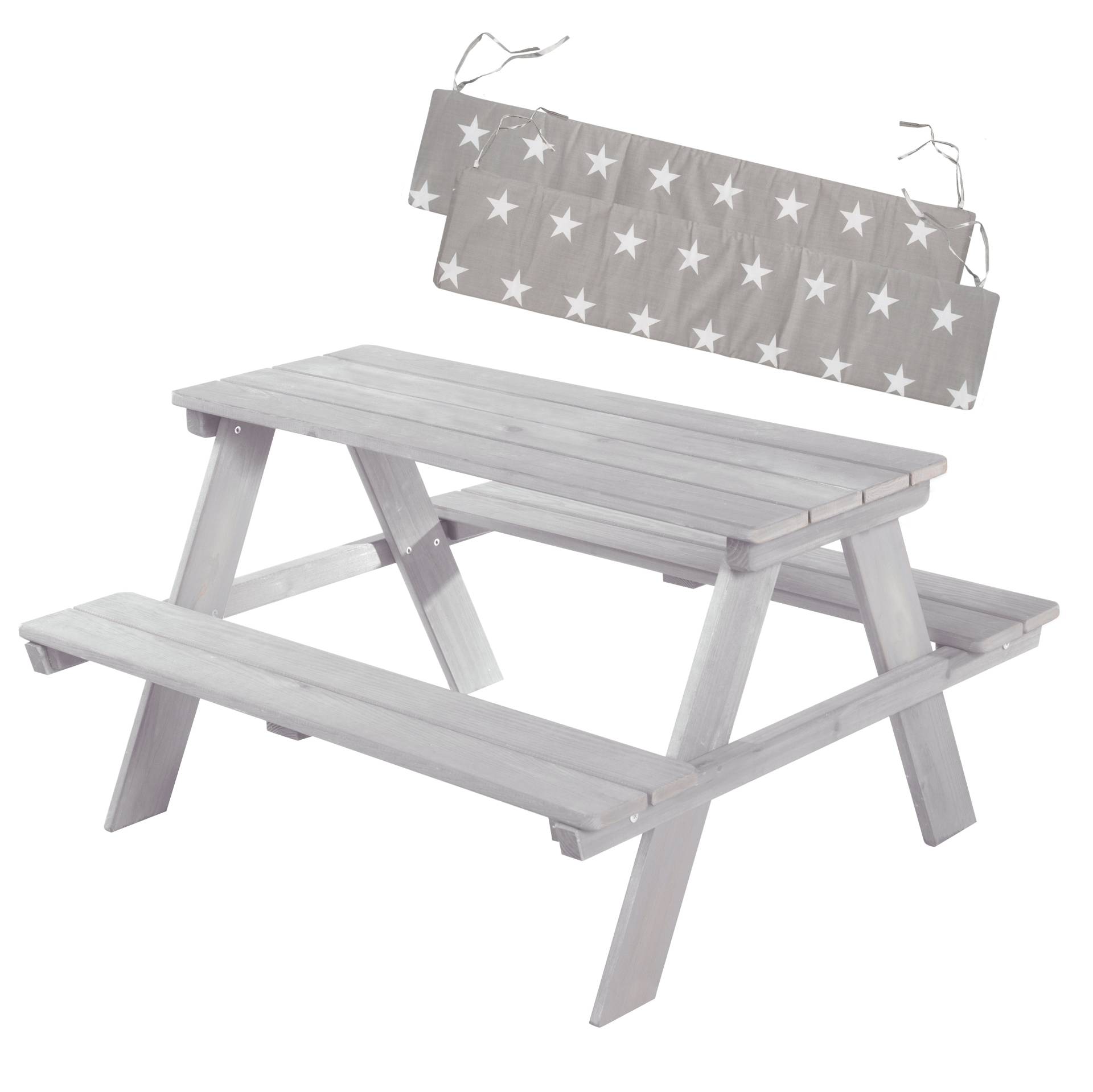 roba Kindersitzgruppe 'Outdoor+', wetterfeste Sitzgarnitur 'Picknick for 4', aus Massivholz, grau