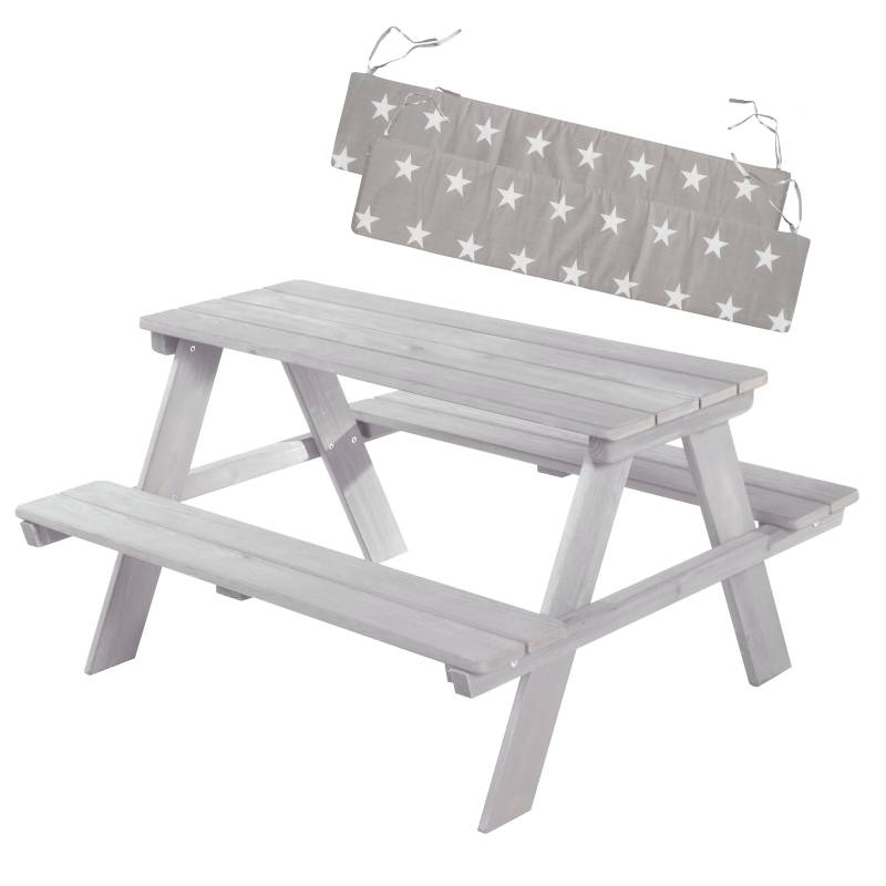 roba Kindersitzgruppe 'Outdoor+', wetterfeste Sitzgarnitur 'Picknick for 4', aus Massivholz, grau