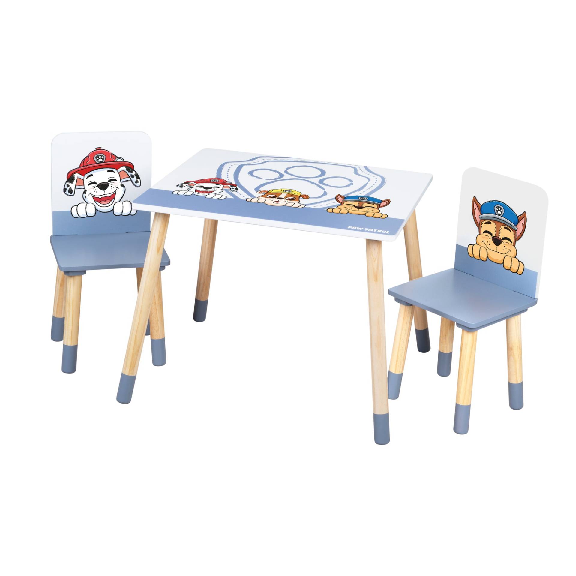 roba Kindersitzgruppe 'Paw Patrol' - 2 Stühle + 1 Tisch - Motiv der Serie - Holz weiß / natur