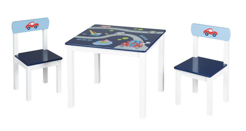 roba Kindersitzgruppe 'Rennfahrer', 2 Kinderstühle & 1 Tisch, mit Fahrzeug-Motiven in blau roba Kindersitzgruppe 'Rennfahrer', 2 Kinderstühle & 1 Tisch, mit Fahrzeug-Motiven in blau