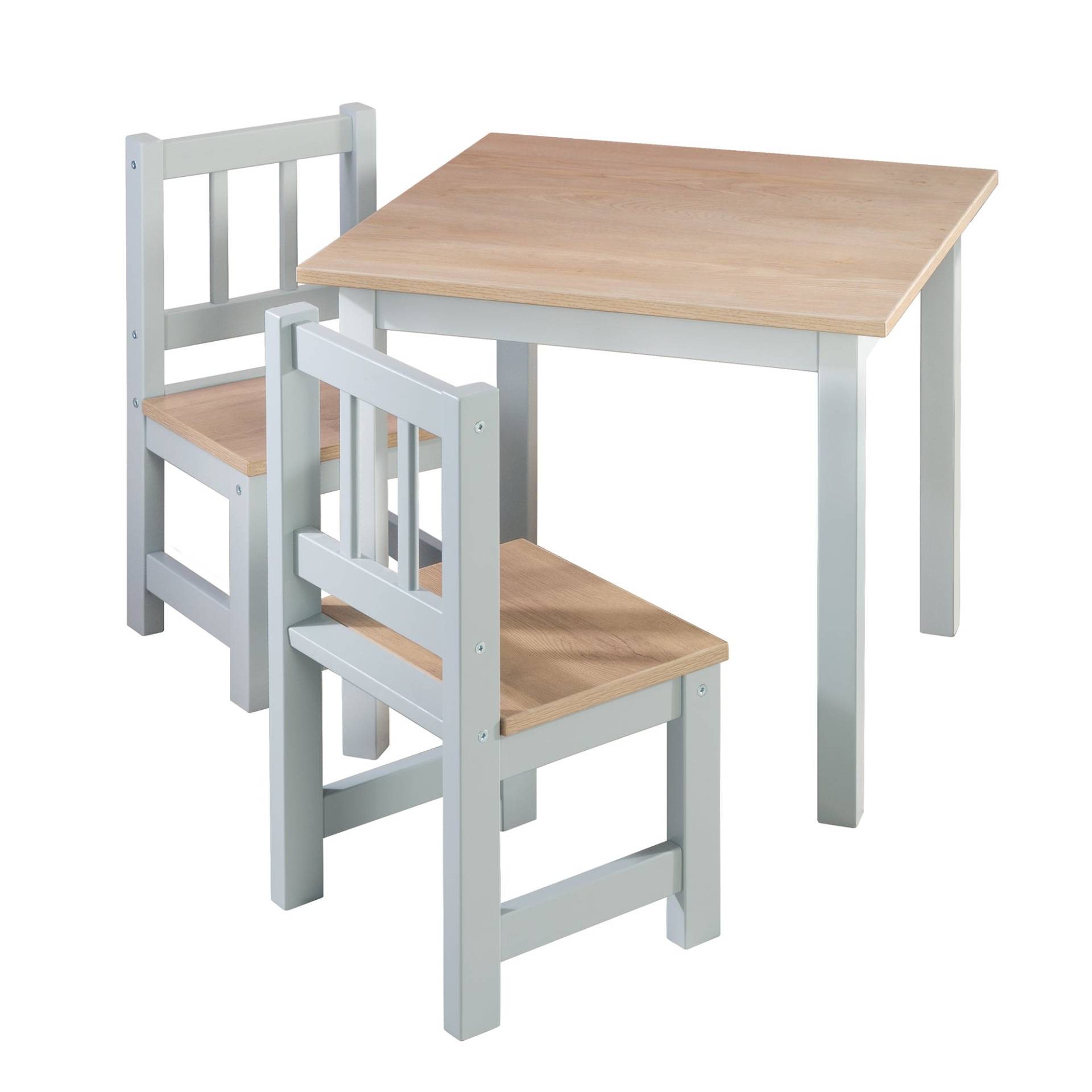roba Kindersitzgruppe 'Woody' - 2 Stühle & 1 Tisch - Taupe lackiert - Holzdekor