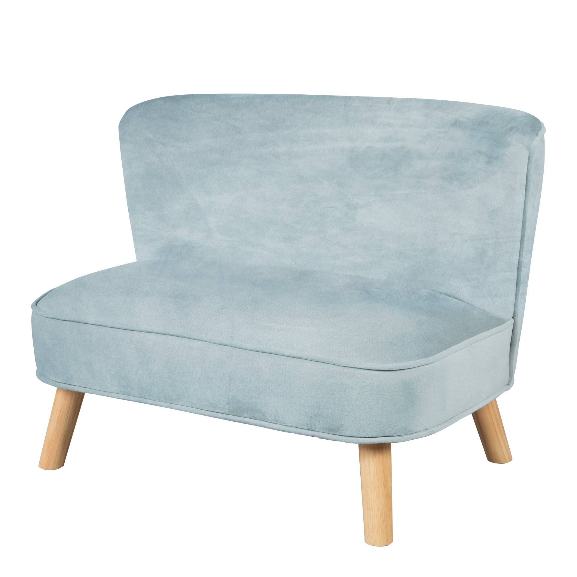 roba Kindersofa 'Lil Sofa' - Bequeme Kindercouch mit Holzfüßen - Samtstoff hellblau