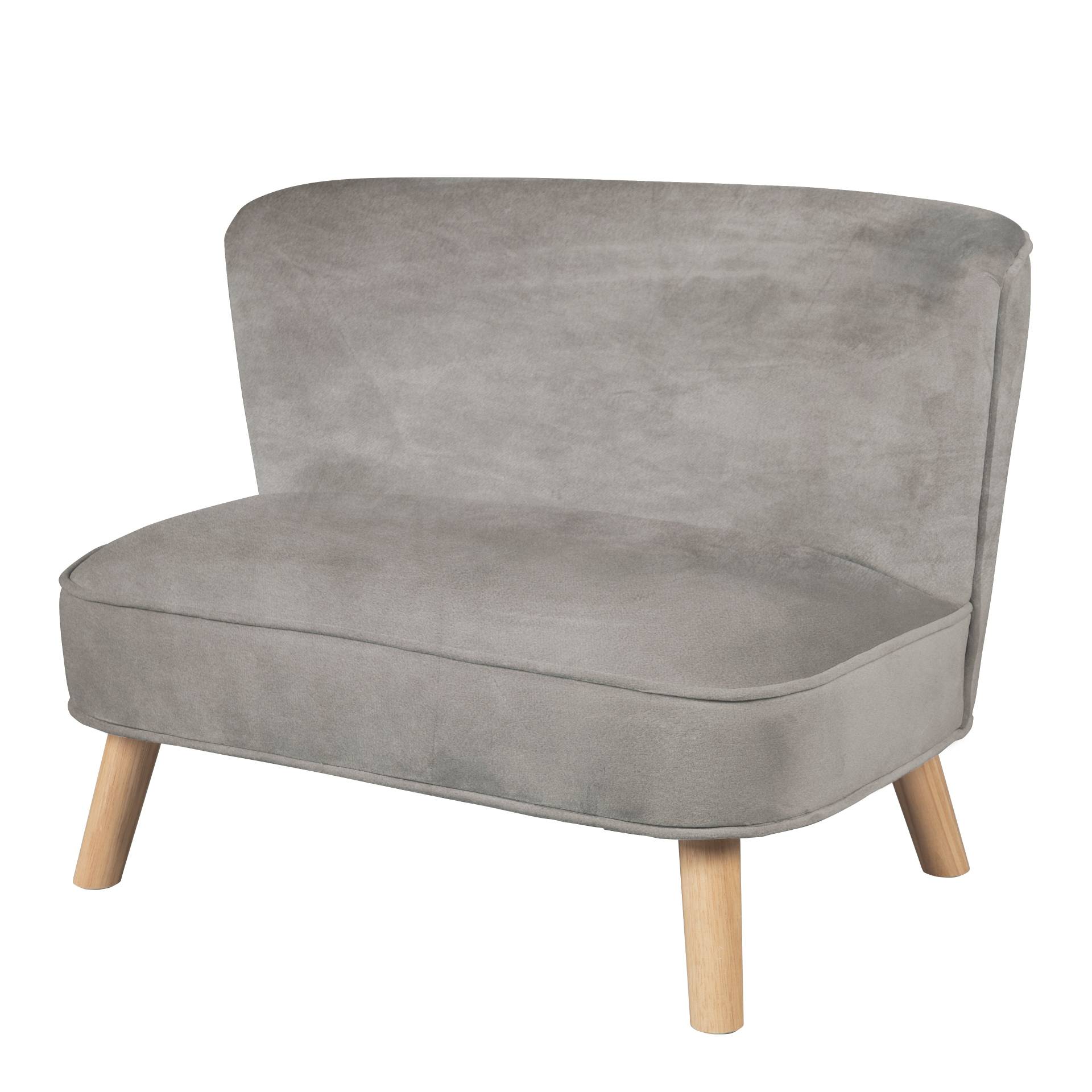 roba Kindersofa 'Lil Sofa' - Bequeme Kindercouch mit stabilen Holzfüßen - Samtstoff grau
