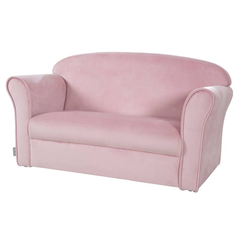 roba Kindersofa 'Lil Sofa' mit Armlehnen, bequeme Kindercouch mit rosa Samtstoff bezogen