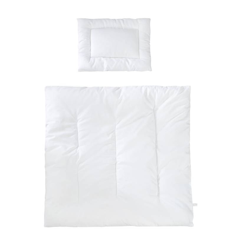 roba Kindersteppbett, ganzjähriges Wiegenset (Inlett), weiß, Decke 80 x 80 cm und Kissen 40 x 35 cm