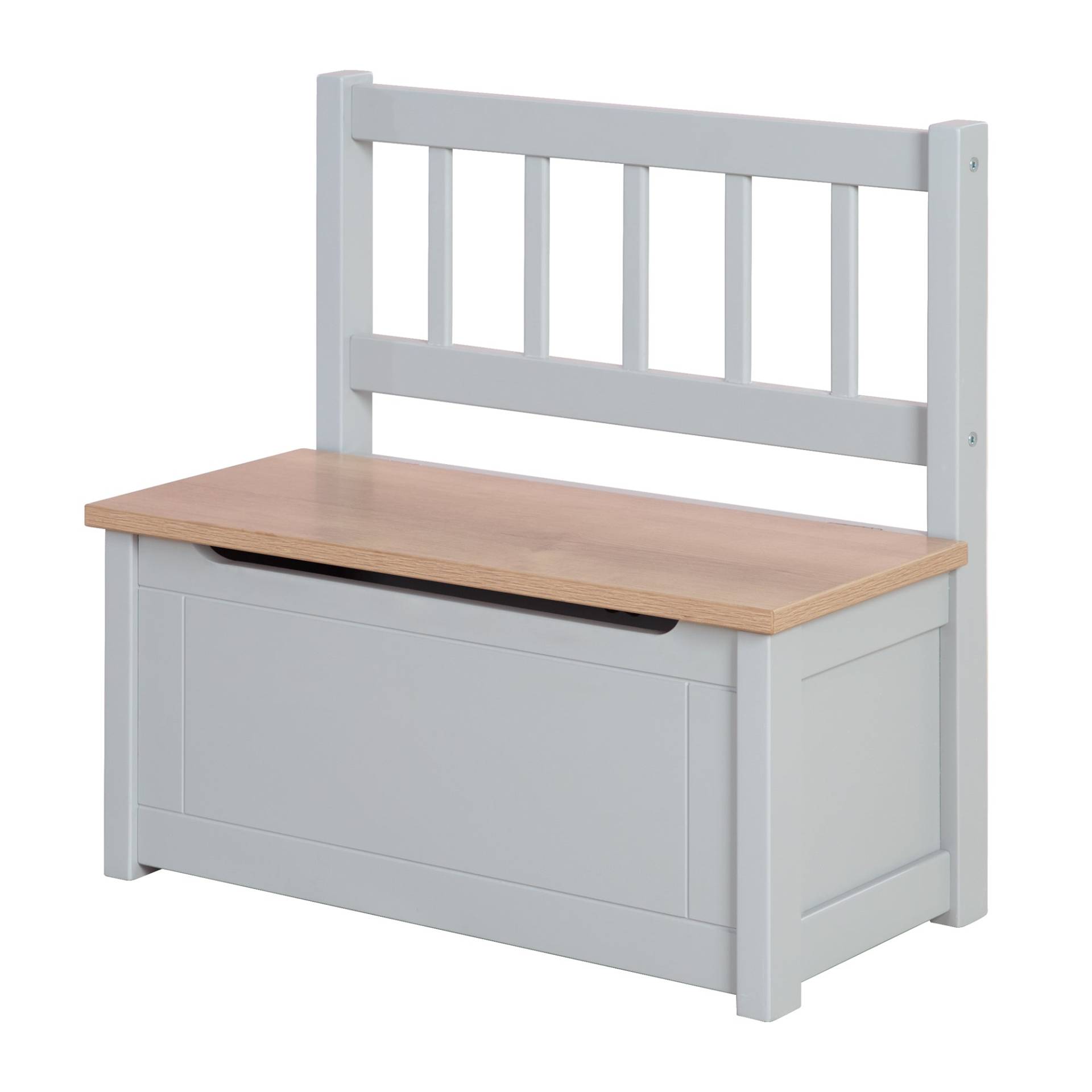 roba Kindertruhenbank 'Woody' - Spielzeugtruhe in Holz natur/taupe - inkl. Deckelbremse