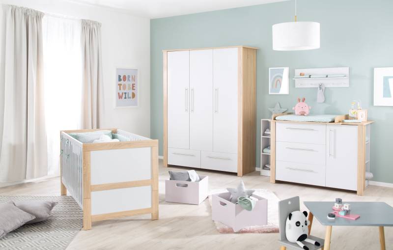 roba Kinderzimmerset 'Matilda', inkl. Baby-/Kinderbett 70x140, Kleiderschrank & Wickelkommode