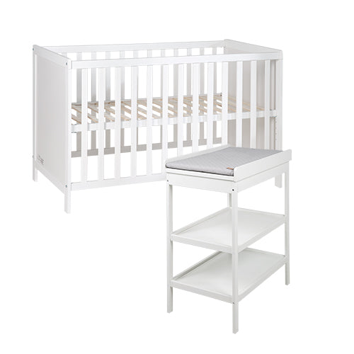 roba Kinderzimmerset 'roba Style' inkl. Wickelkommode &  Beistellbett, mit Lattenrost, 60 x 120 cm, weiß