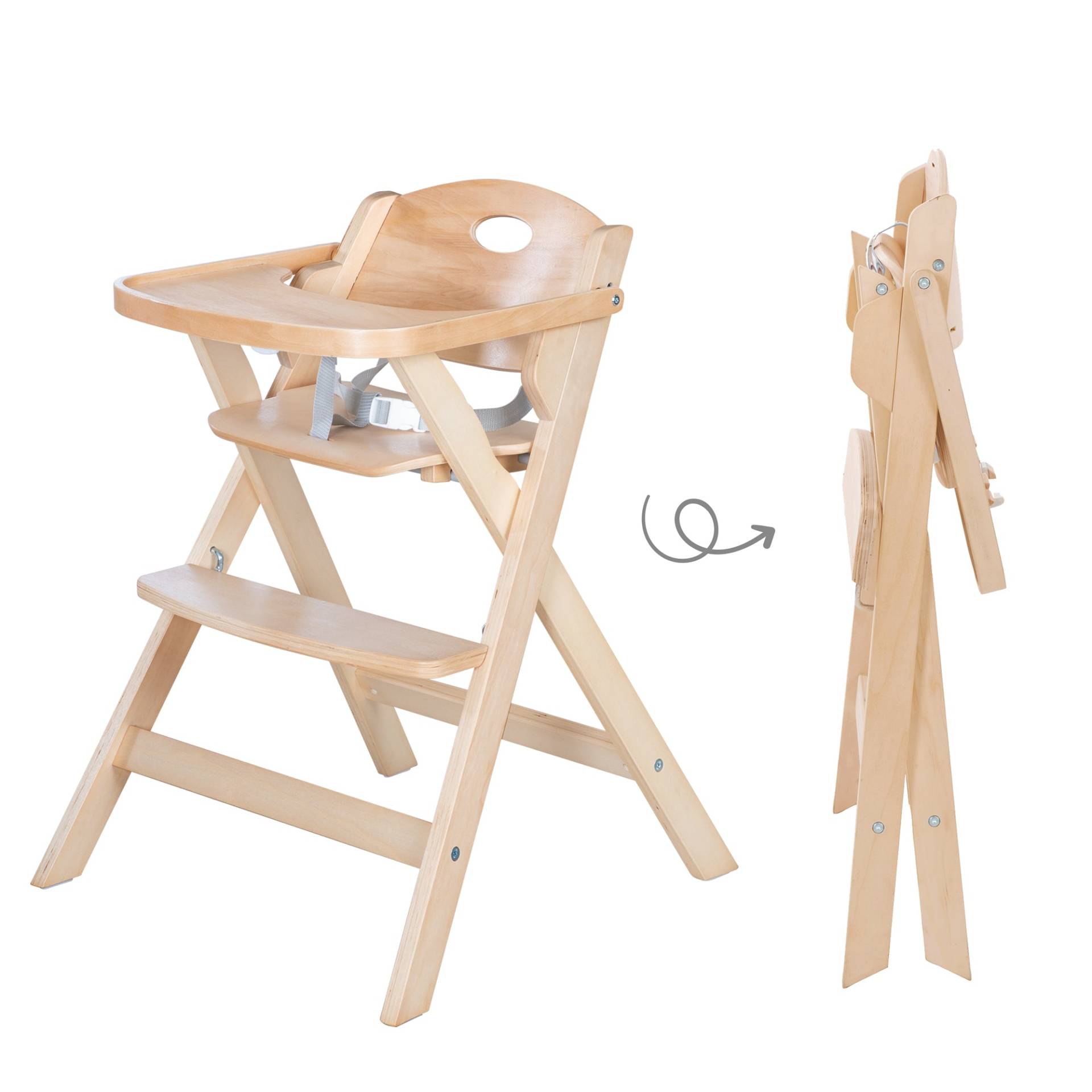 roba Klapphochstuhl 'Fold Up Smart' - platzsparend & klappbar, Baby- & Kinderhochstuhl, Holz natur