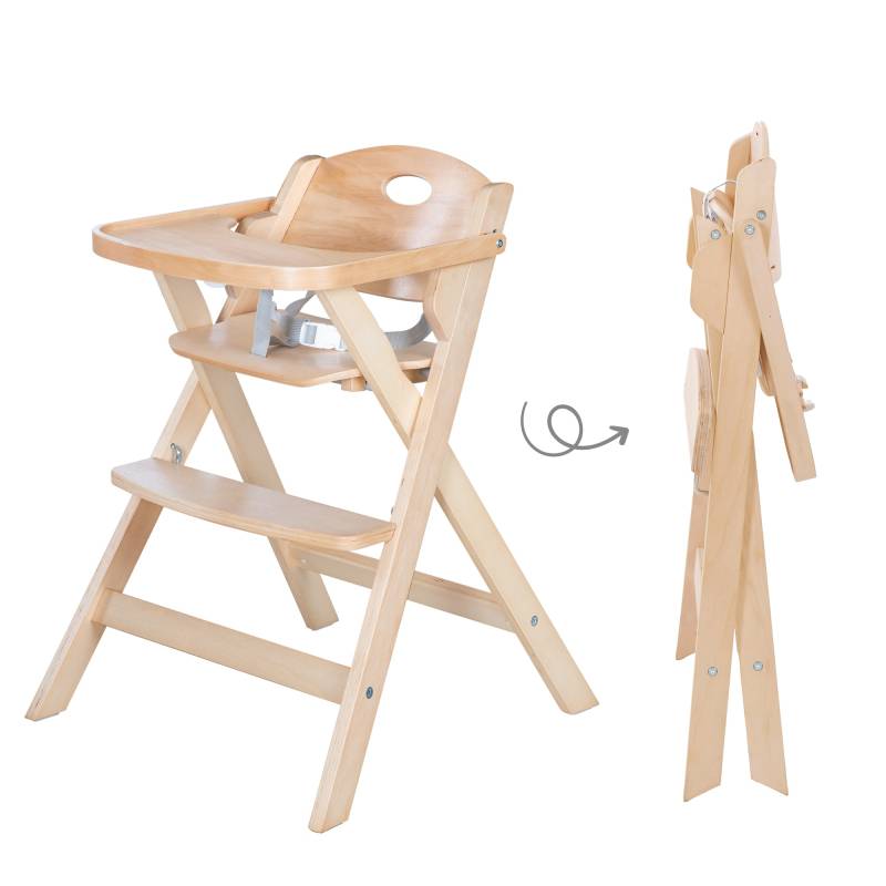 roba Klapphochstuhl 'Fold Up Smart' - platzsparend & klappbar, Baby- & Kinderhochstuhl, Holz natur
