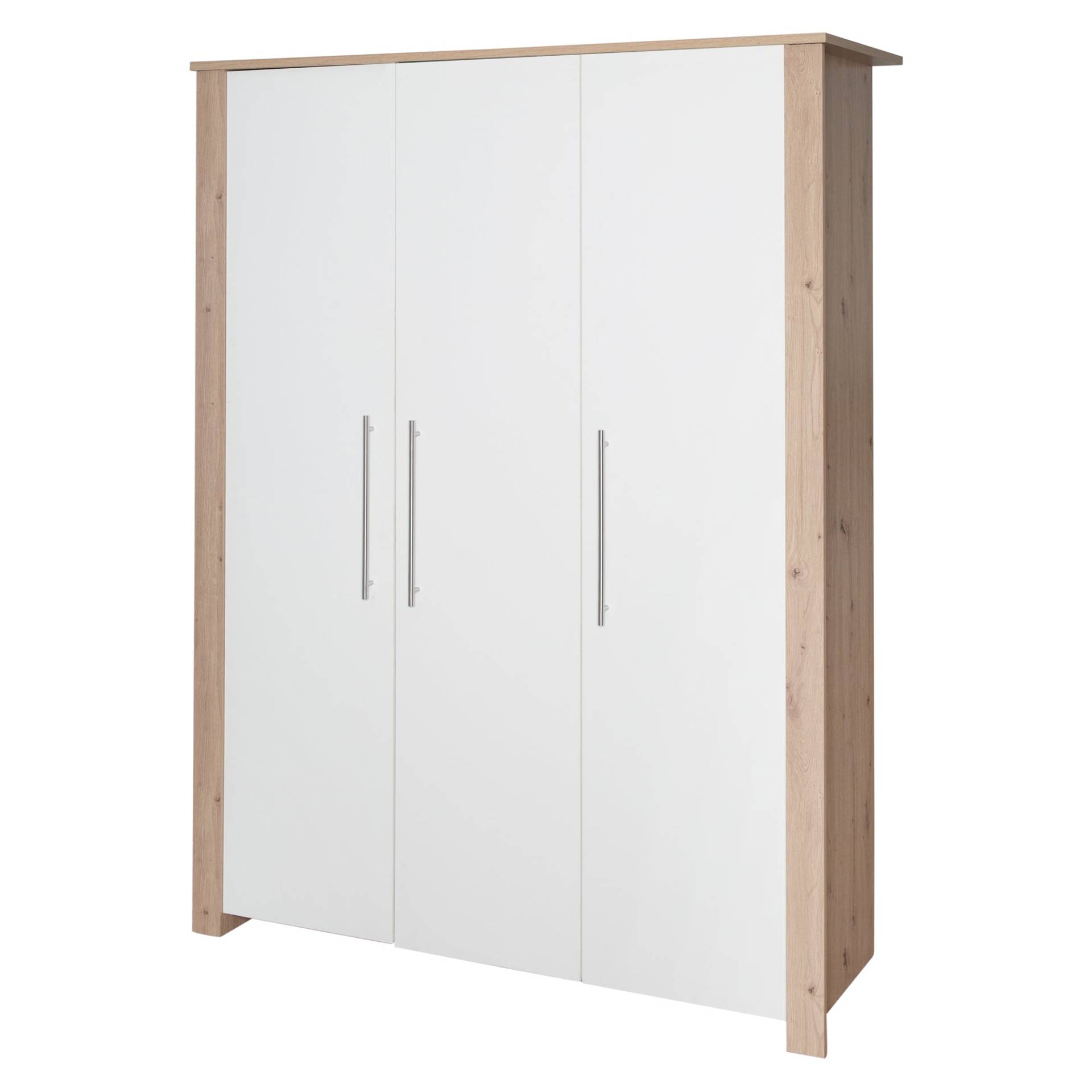 roba Kleiderschrank 'Malo' 3-türig mit Soft-Close-Scharnieren - Weiß / Eichen-Dekor