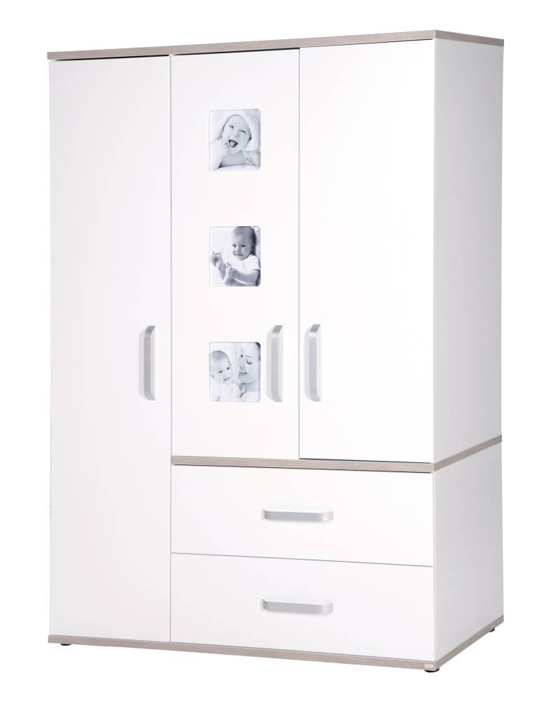 roba Kleiderschrank 'Moritz', 3-türig Schrank mit 3 Bilderrahmen, Weiß & 'Luna Elm' roba Kleiderschrank 'Moritz', 3-türig Schrank mit 3 Bilderrahmen, Weiß & 'Luna Elm'