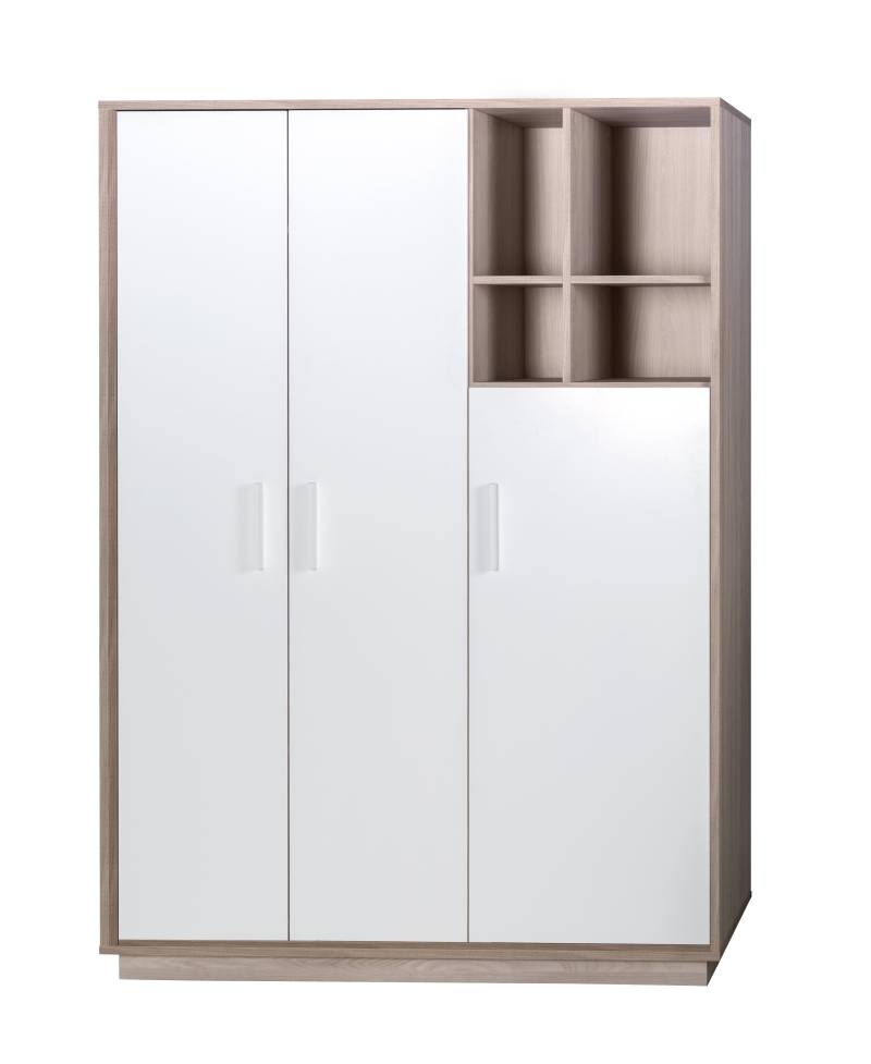 roba Kleiderschrank 'Olaf', 3 Drehtüren, mit offenem Regal, Weiß / Luna Elm roba Kleiderschrank 'Olaf', 3 Drehtüren, mit offenem Regal, Weiß / Luna Elm