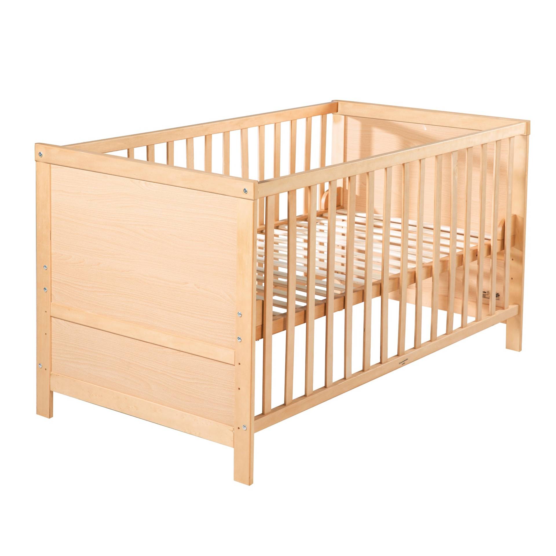 roba Kombi-Kinderbett, 70 x 140 cm, natur, 3-fach verstellbar, Schlupfstäbe, umbaubar zum Juniorbett