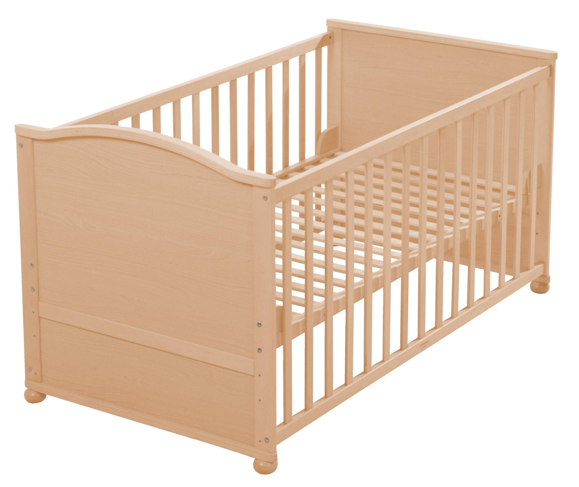 roba Kombi-Kinderbett 70 x 140 cm, natur, höhenverstellbar, mit Schlupfstäben, umbaubar zum Juniorbett