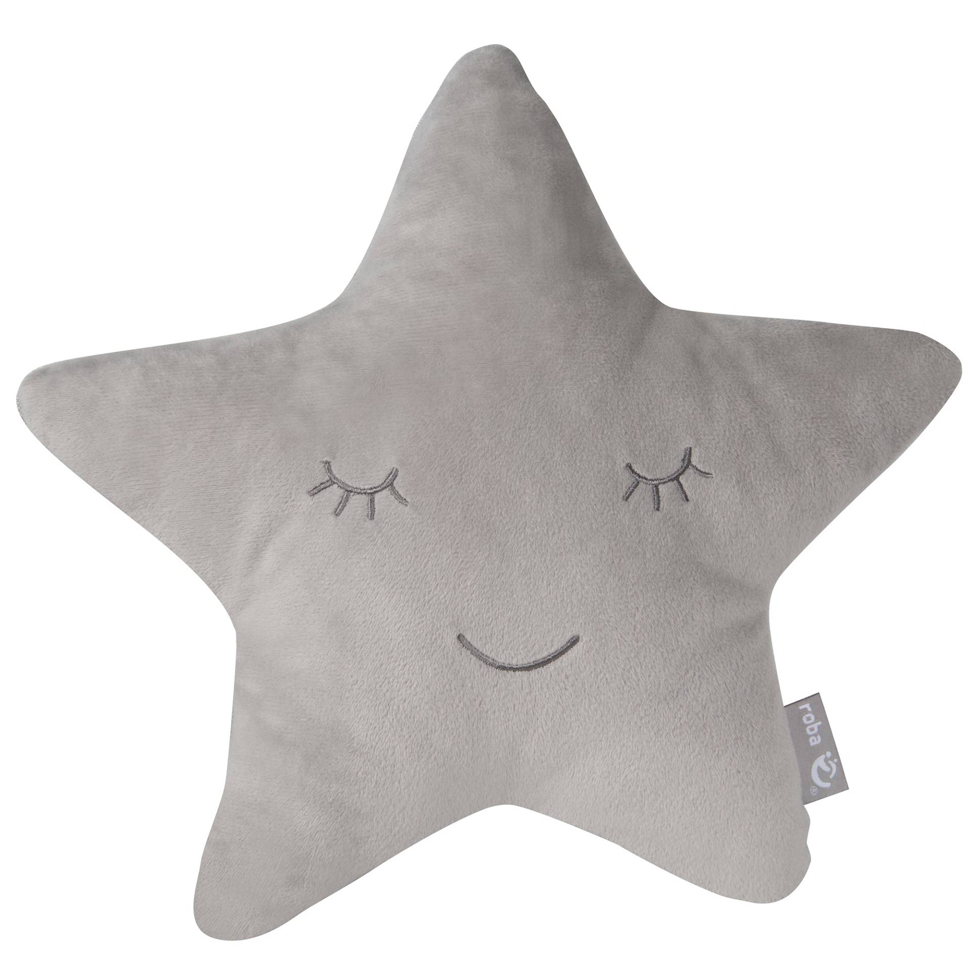 roba Kuschelkissen Stern 'roba Style', Silbergrau, flauschiges Dekokissen für Baby- & Kinderzimmer