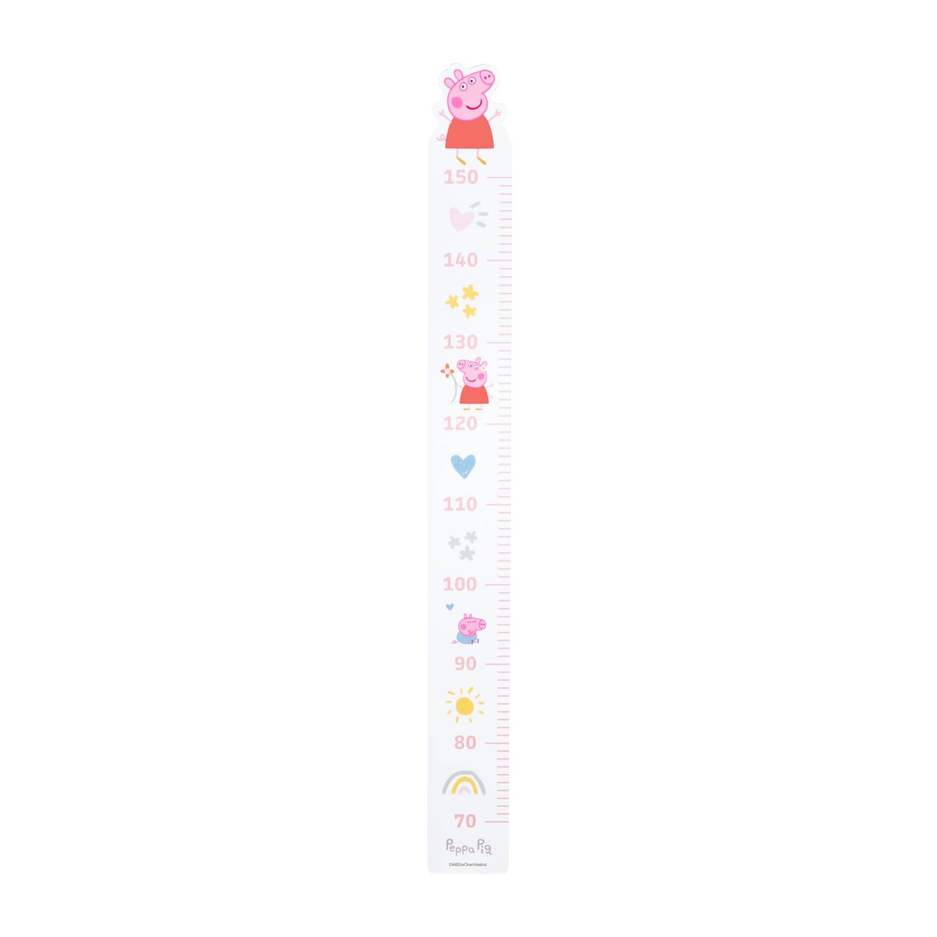 roba Messlatte Peppa Pig - Skala von 70 cm bis 150 cm für Kinder - Holz weiß / rosa