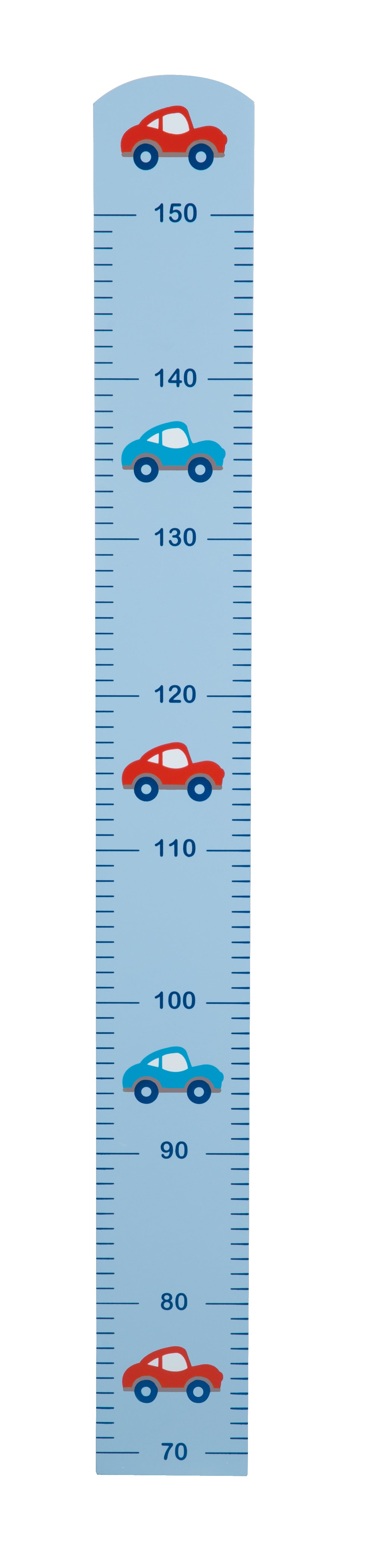 roba Messlatte 'Rennfahrer' mit Auto Motiv, Skala bis 150 cm für Kinder, Holz, blau lackiert