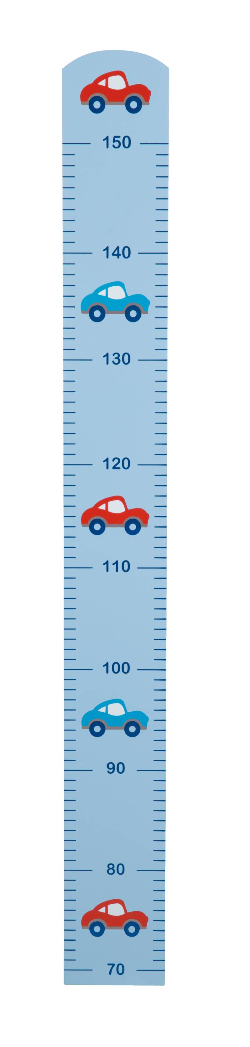 roba Messlatte 'Rennfahrer' mit Auto Motiv, Skala bis 150 cm für Kinder, Holz, blau lackiert