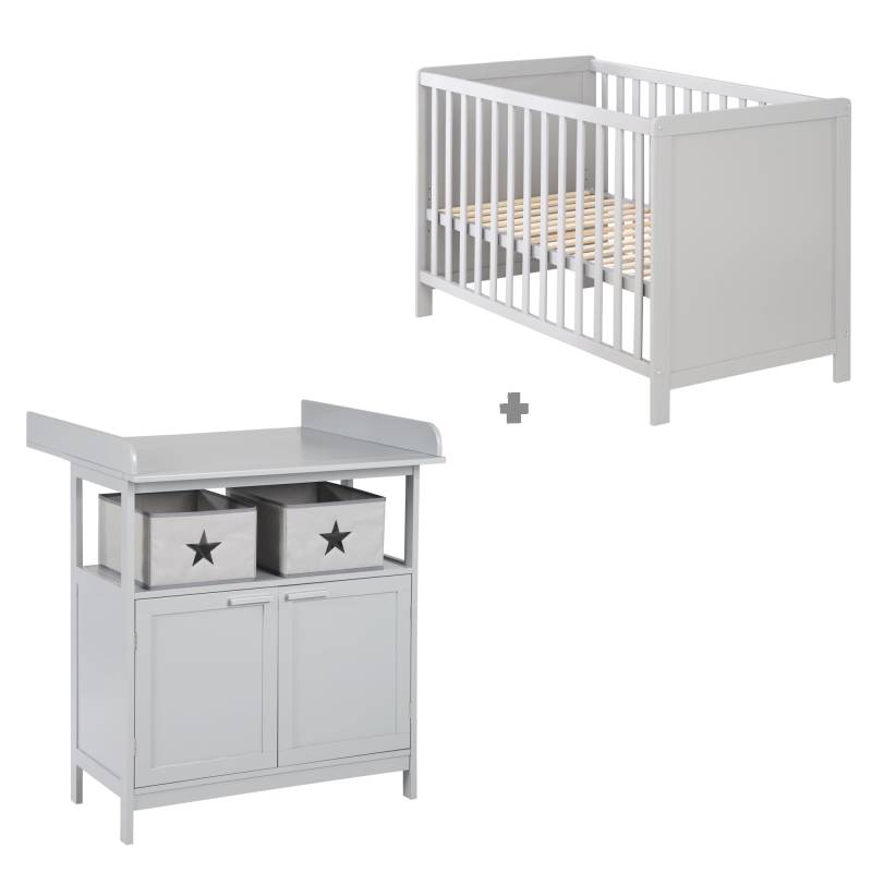 roba Möbelset 'Hamburg' - Baby- & Beistellbett 60x120 + Wickelkommode 2-türig - Taupe roba Möbelset 'Hamburg' - Baby- & Beistellbett 60x120 + Wickelkommode 2-türig - Taupe