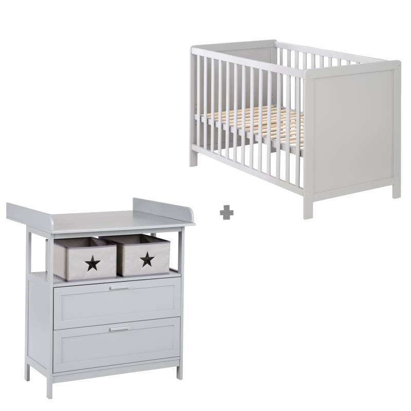 roba Möbelset 'Hamburg' - Baby- & Beistellbett 60x120 + Wickelkommode - Taupe