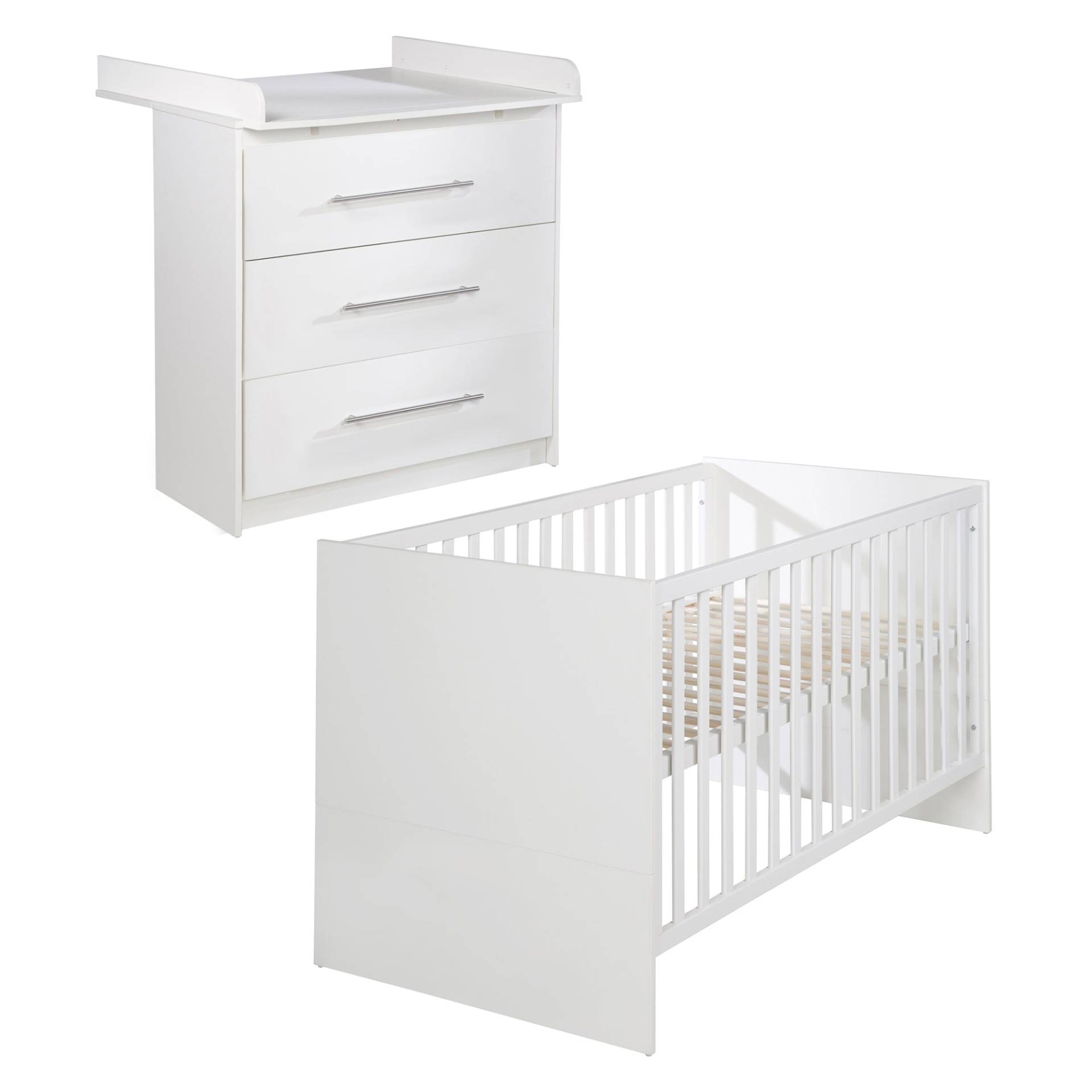 roba Möbelset 'Maren' 2-teilig - Kombi-Bett 70x140 + Wickelkommode schmal - Weiß