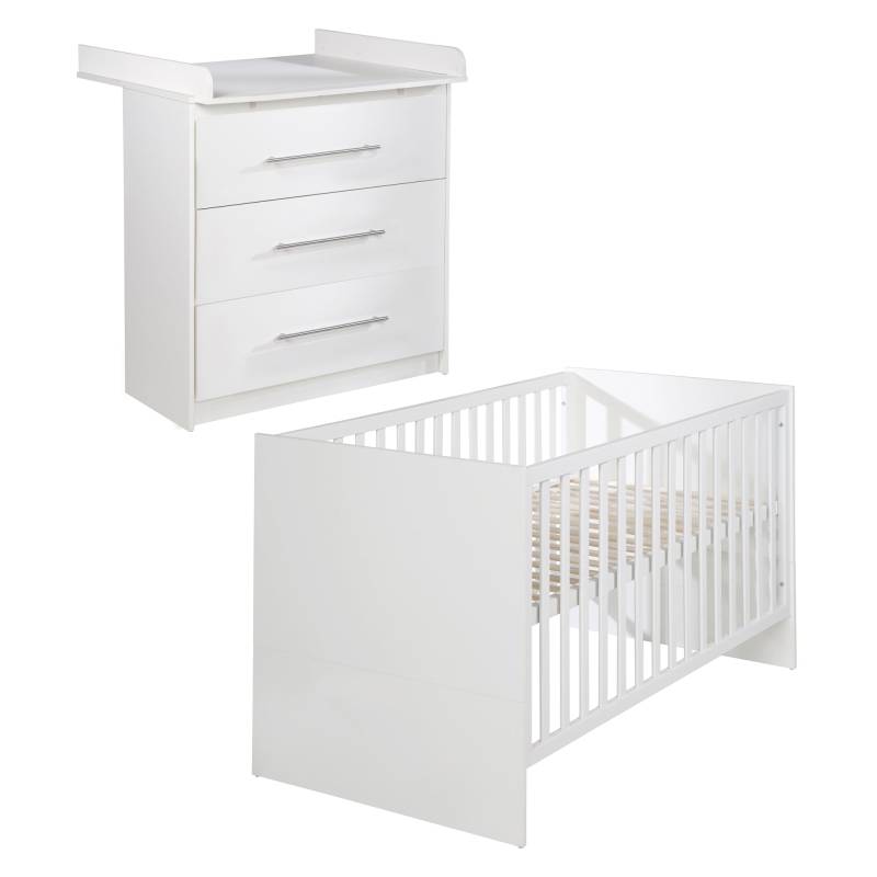 roba Möbelset 'Maren' 2-teilig - Kombi-Bett 70x140 + Wickelkommode schmal - Weiß