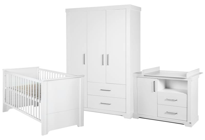 roba Möbelset 'Maxi' inkl. Kombi-Bett 70 x 140 cm, Wickelkommode & 3-türigem Kleiderschrank, weiß